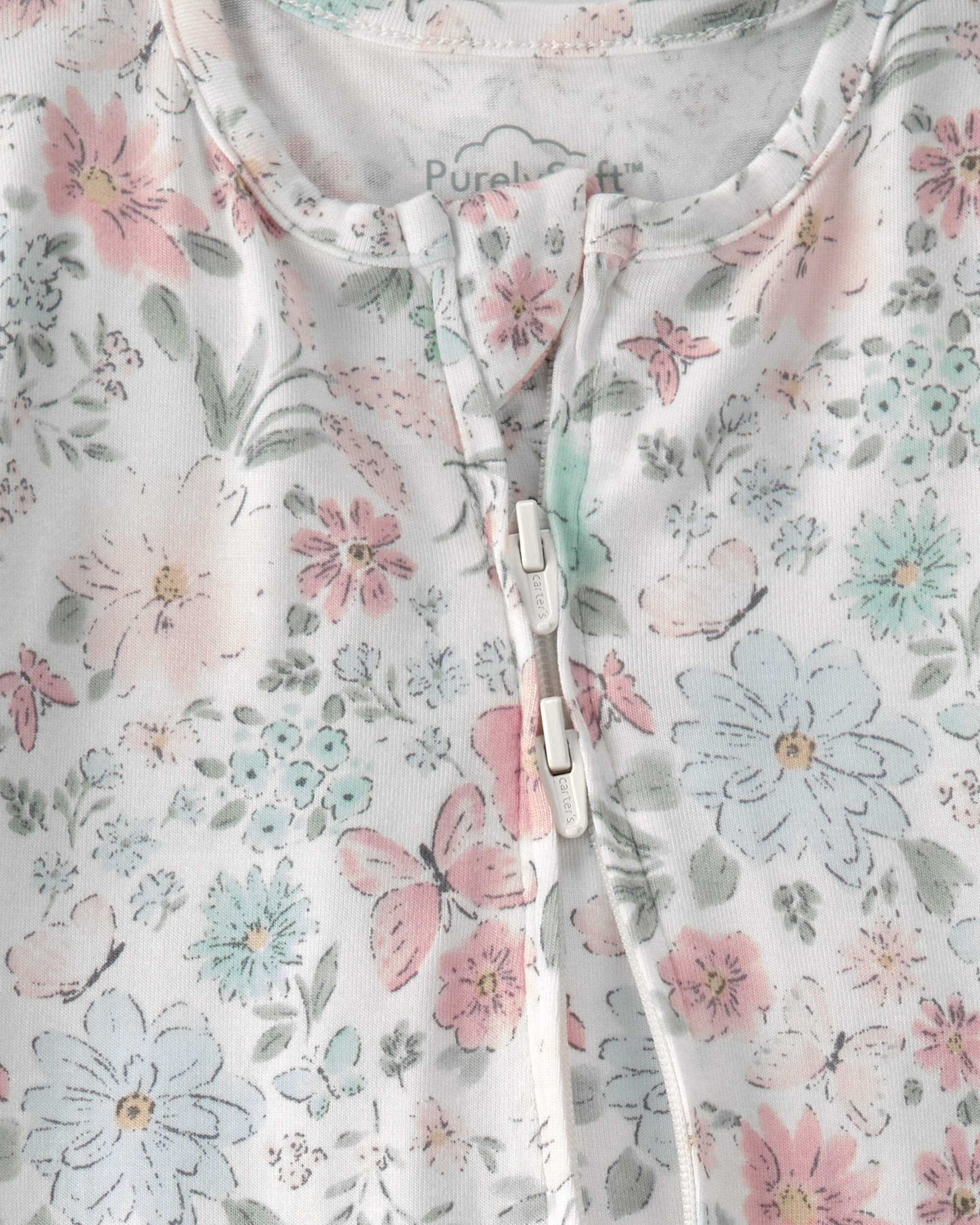 Baby Girl Butterfly Garden 2-Way Zip PurelySoft Sleeper