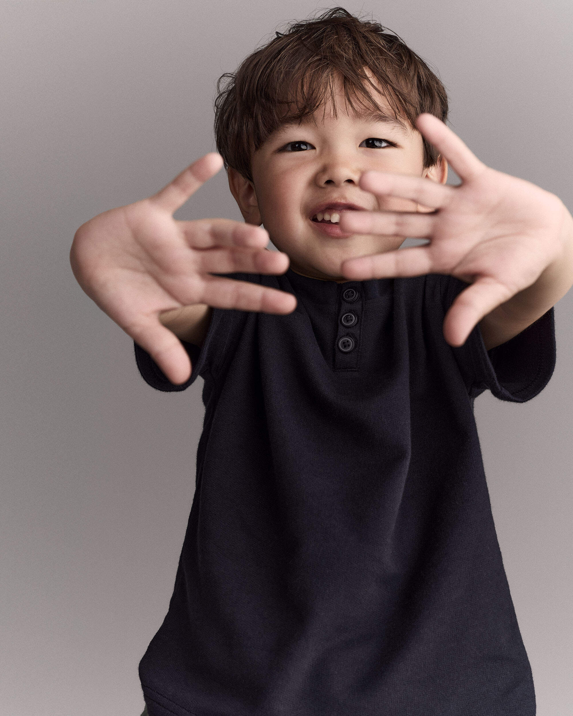 Toddler Boy Henley Tee - Black