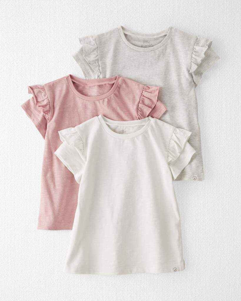 Toddler Girl 3-Pack Organic Cotton Flutter T-Shirts