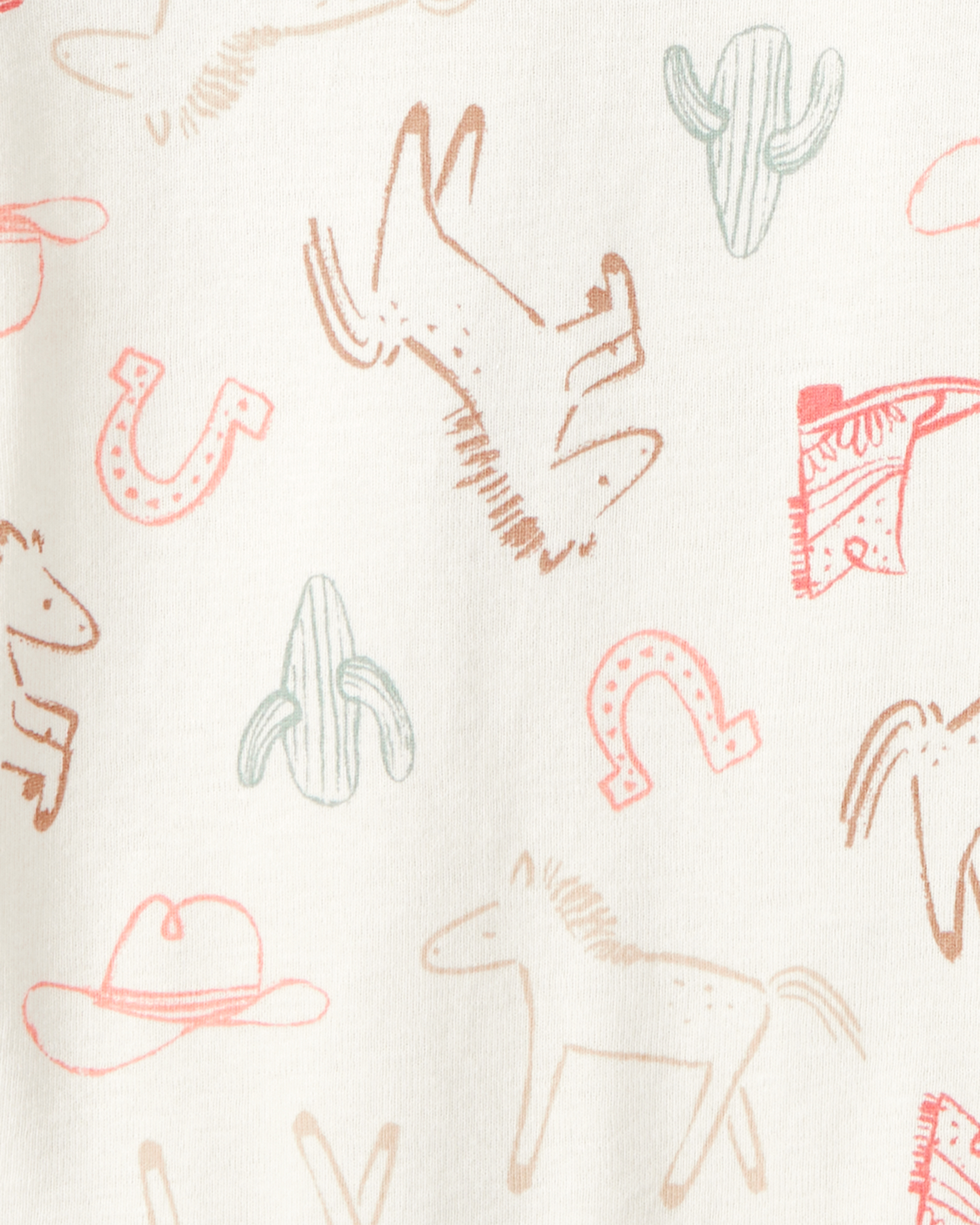 Baby Girl 5-Pack Cowgirl Print Cotton Multipack Bodysuits - White/Blue/Pink