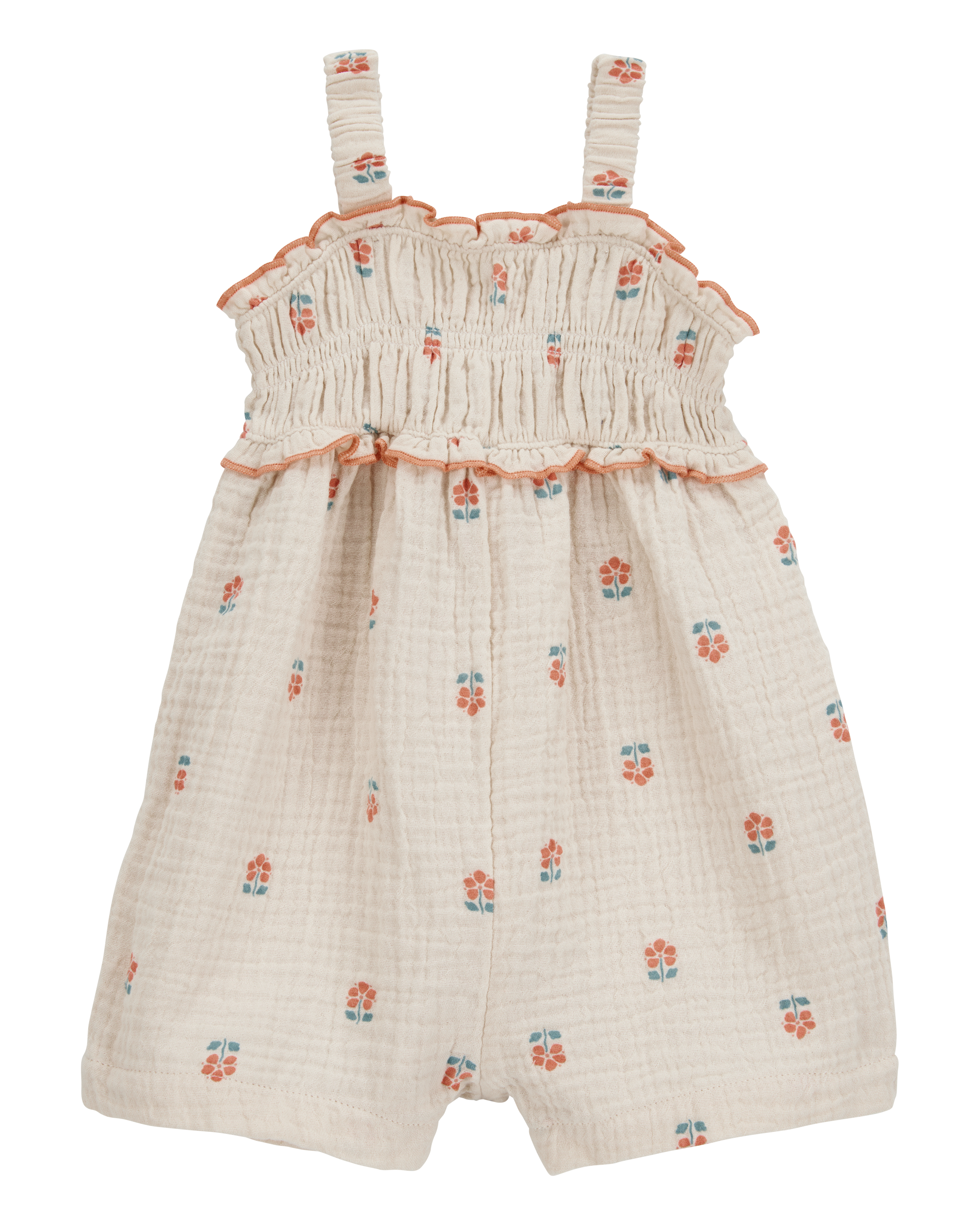 Baby Smocked Floral Print Sleeveless Romper