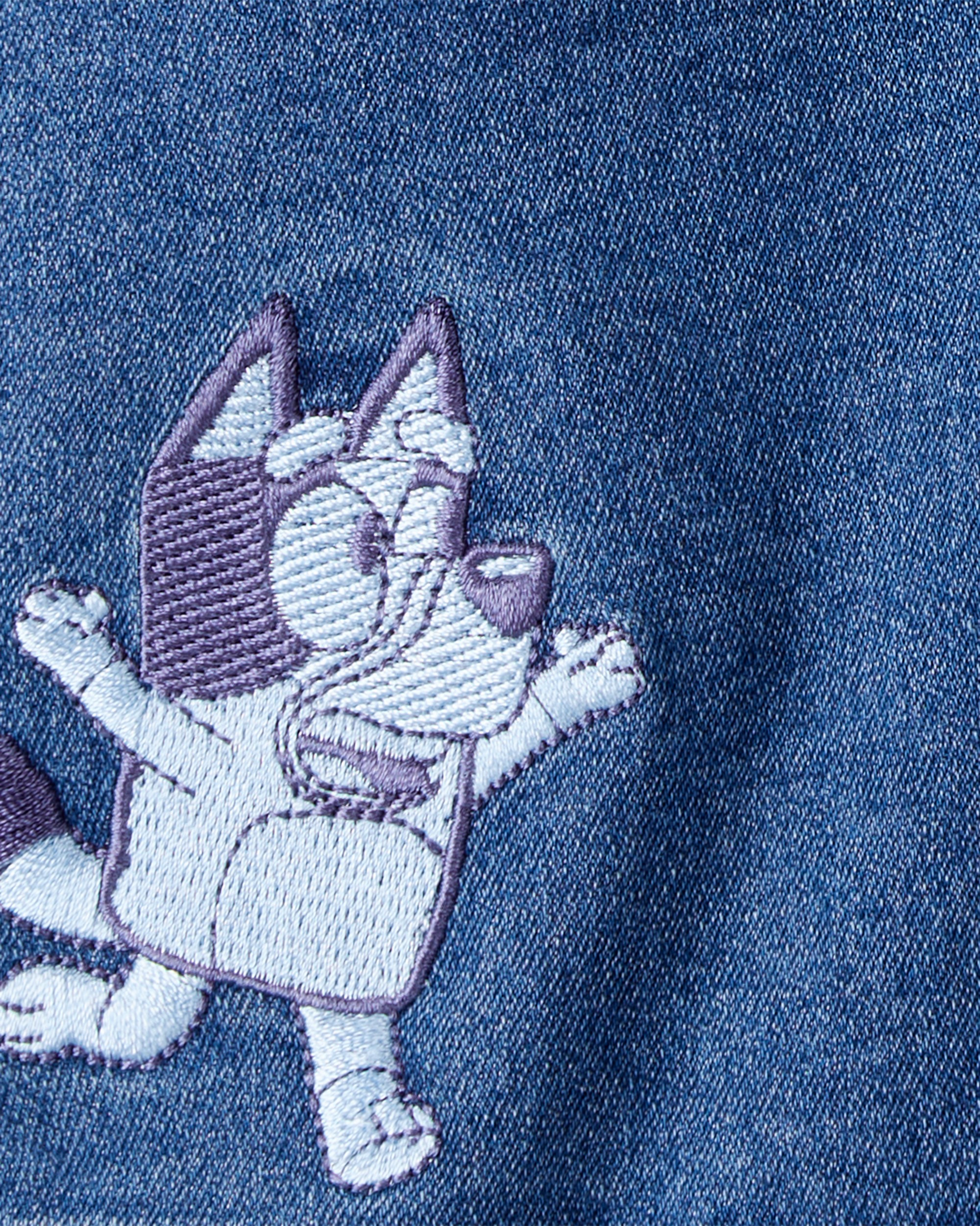 Toddler Girl Bluey Embroidered Denim Skirt - Blue