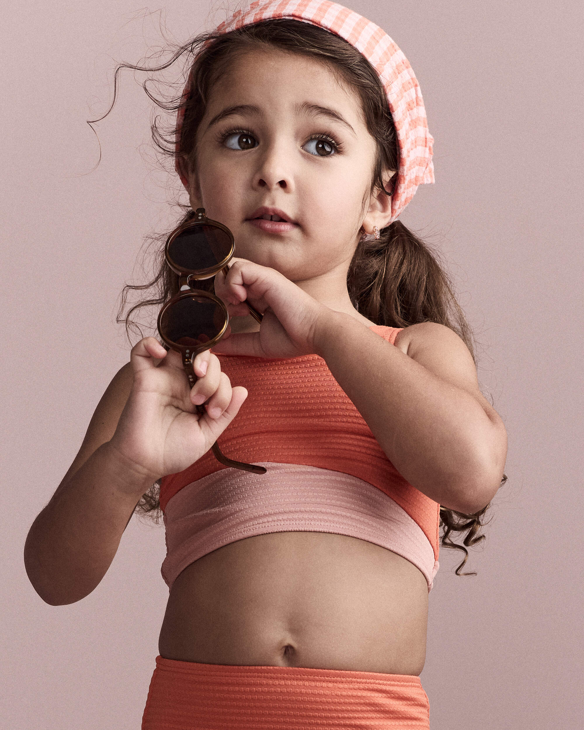 Toddler Girl colourblock Tankini Set - Orange