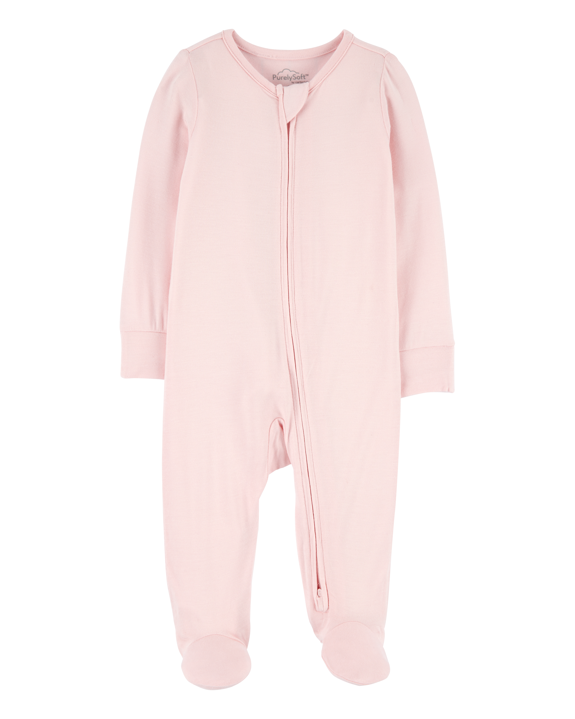 Baby Girl Solid 2-Way Zip PurelySoft Sleeper Pyjamas - Light Pink