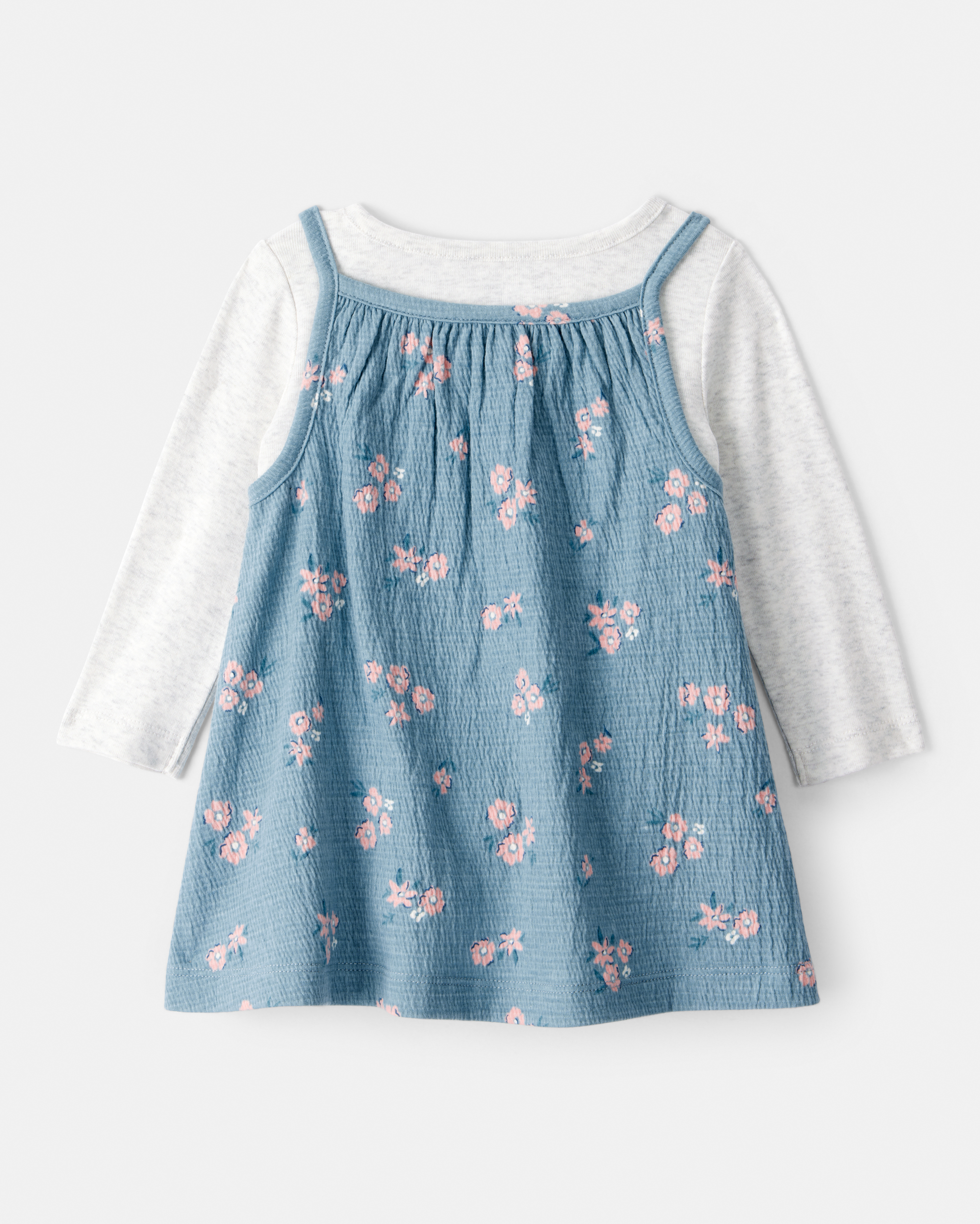 Baby Girl 2-Piece Floral Long-Sleeve Dress Set - Blue