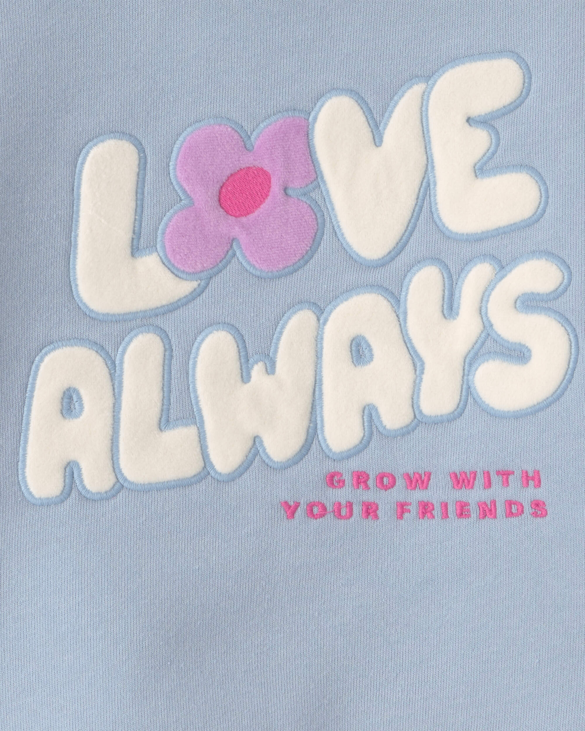 Toddler Girl 'Love Always' Fleece Pullover Sweatshirt - Blue