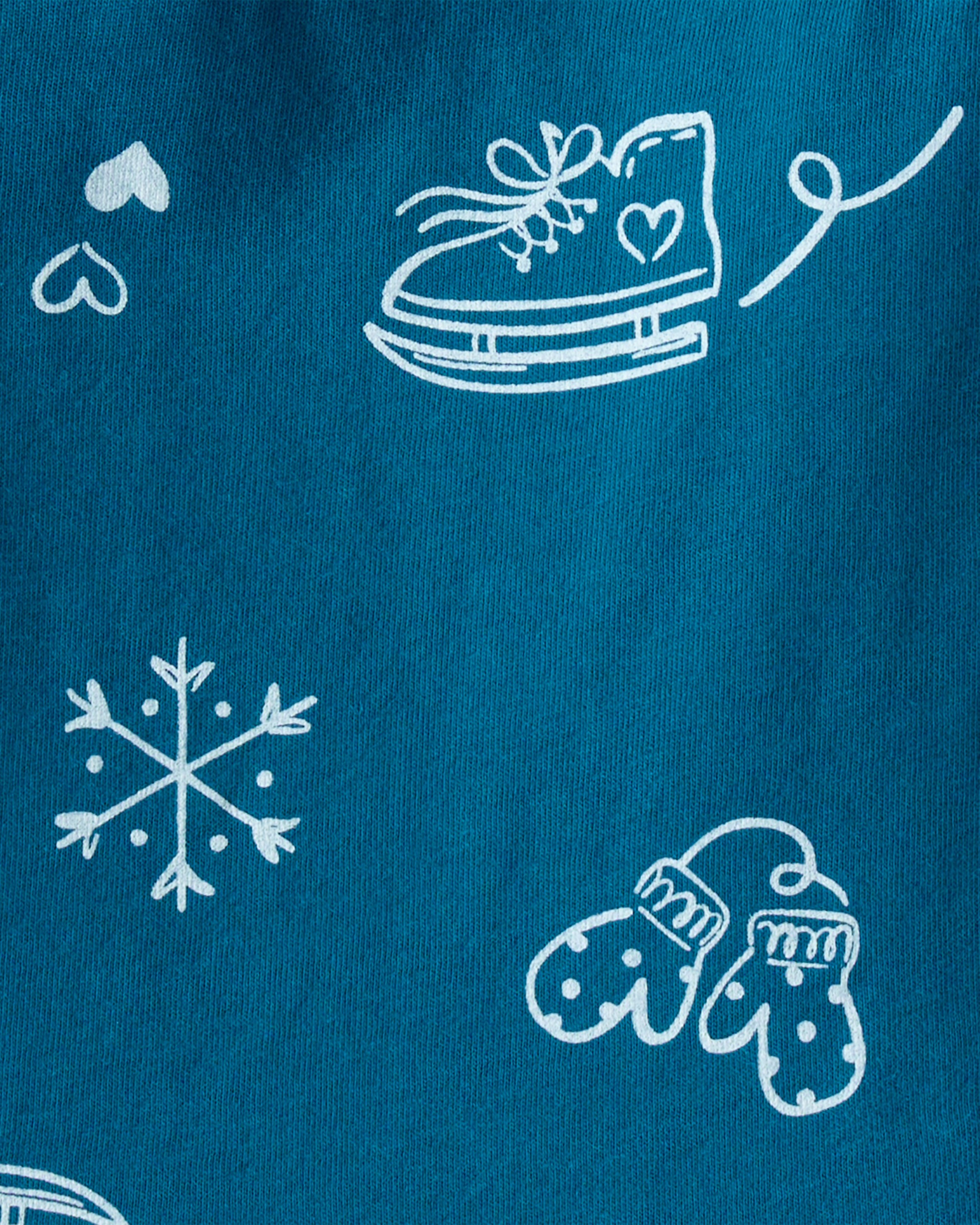 Baby Girl Winter Print Long-Sleeve Peplum Top - Blue