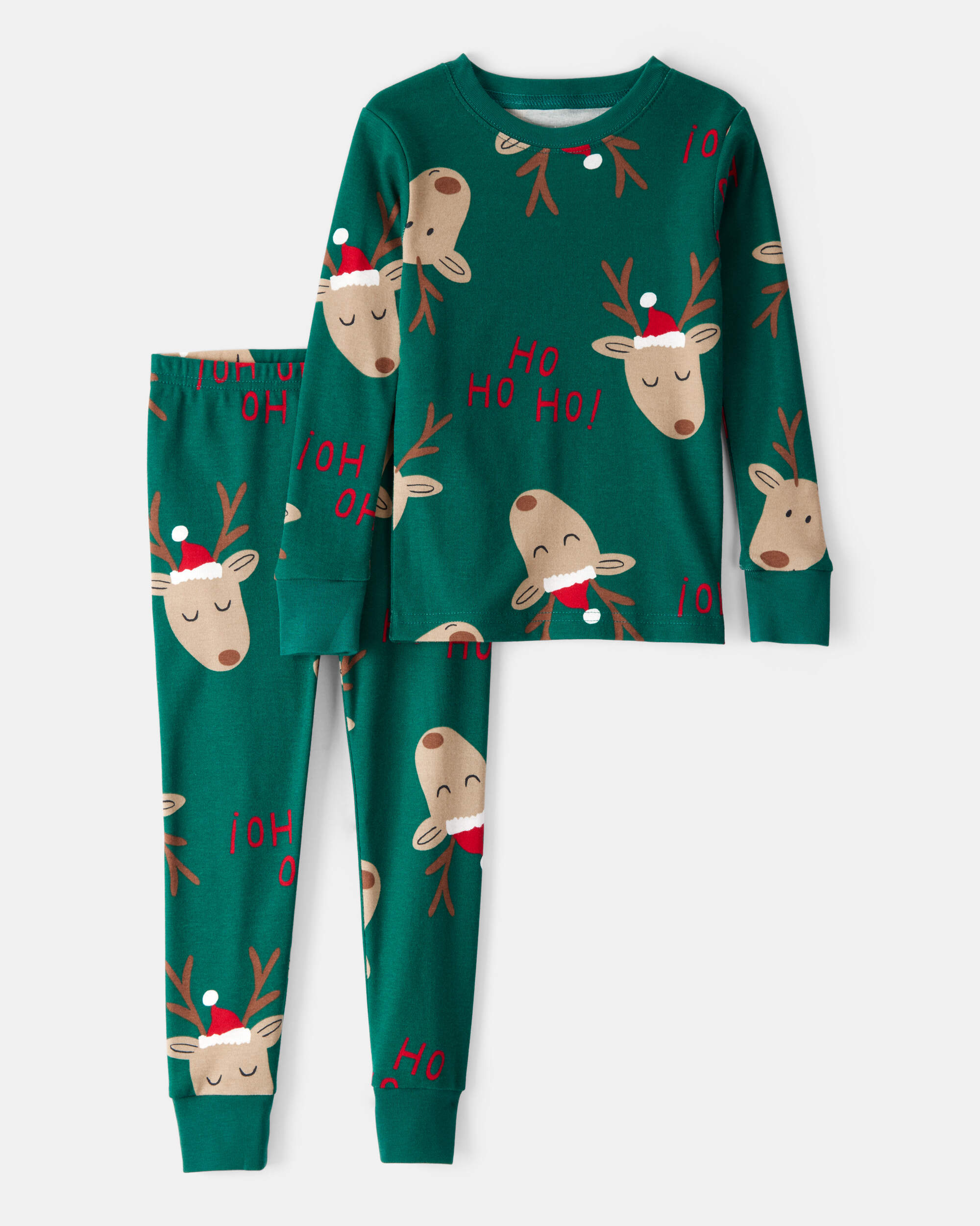 Toddler Reindeer Snug Fit 2-Piece Pyjamas - Green