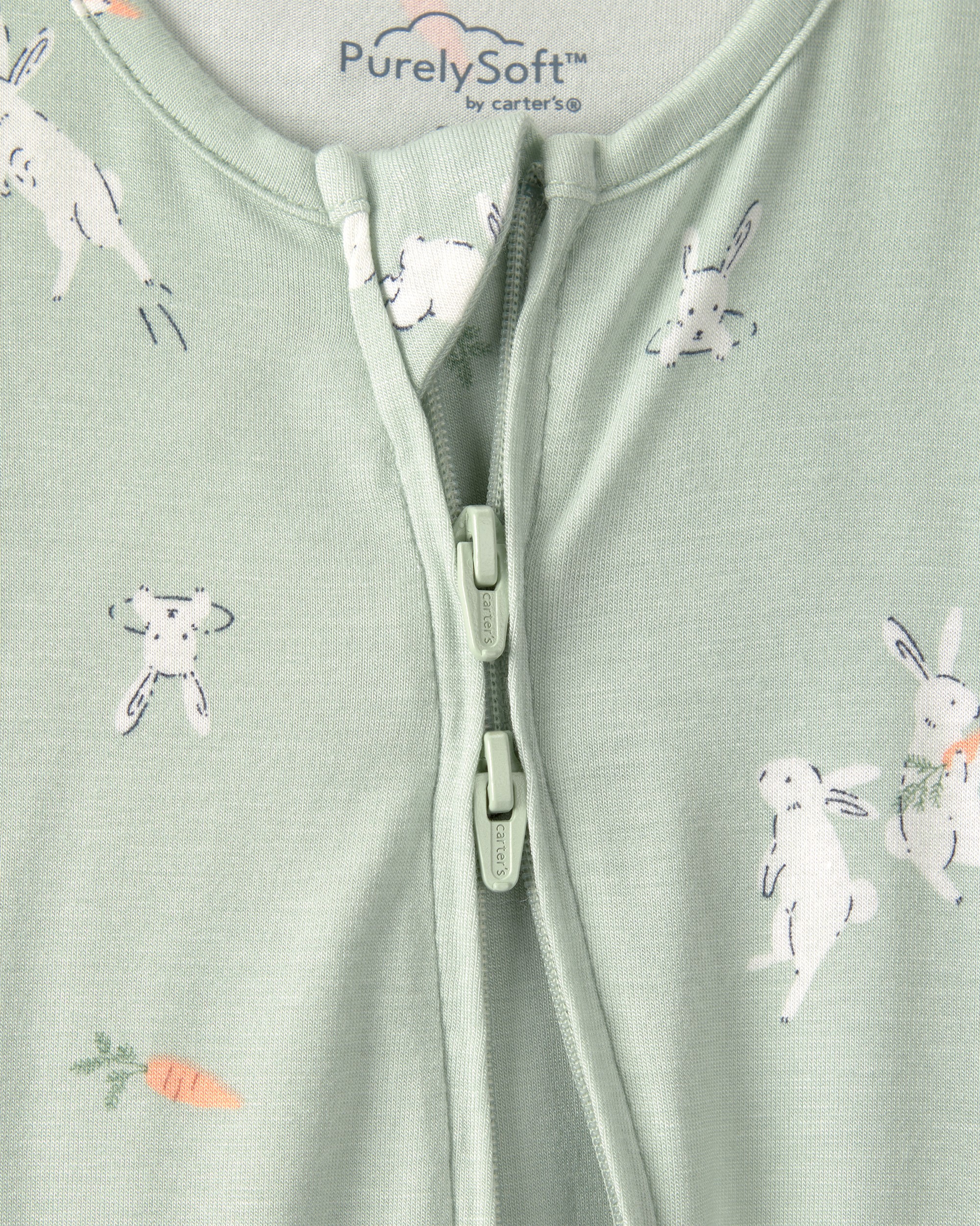 Baby Bunny 2-Way Zip PurelySoft Sleeper - Green | Carter's Oshkosh