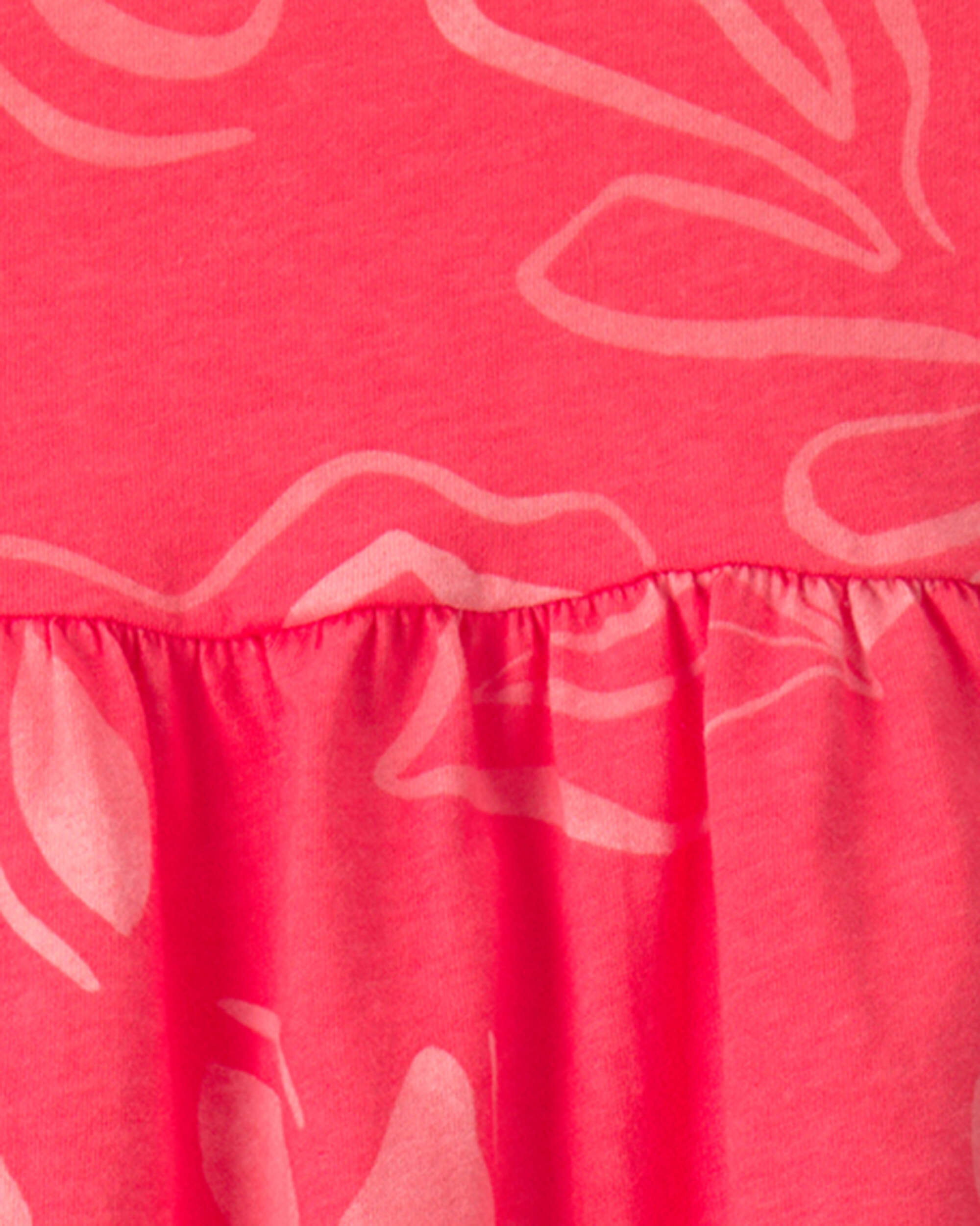 Baby Girl Tropical Floral Sleeveless Dress - Coral