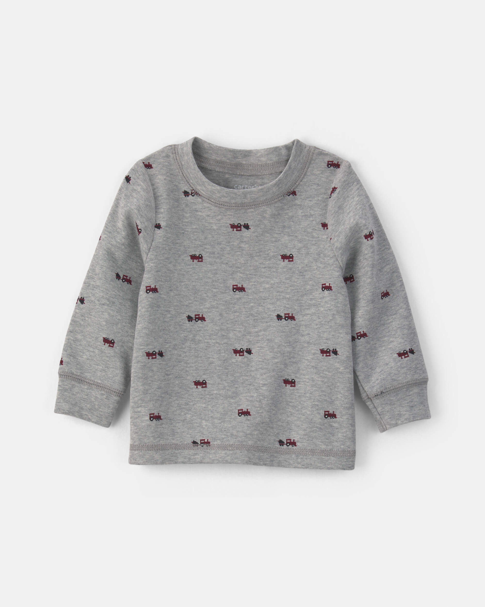 Baby Boy 2-Piece Holiday Corduroy Long-Sleeve Overall Set - Burgundy/Grey