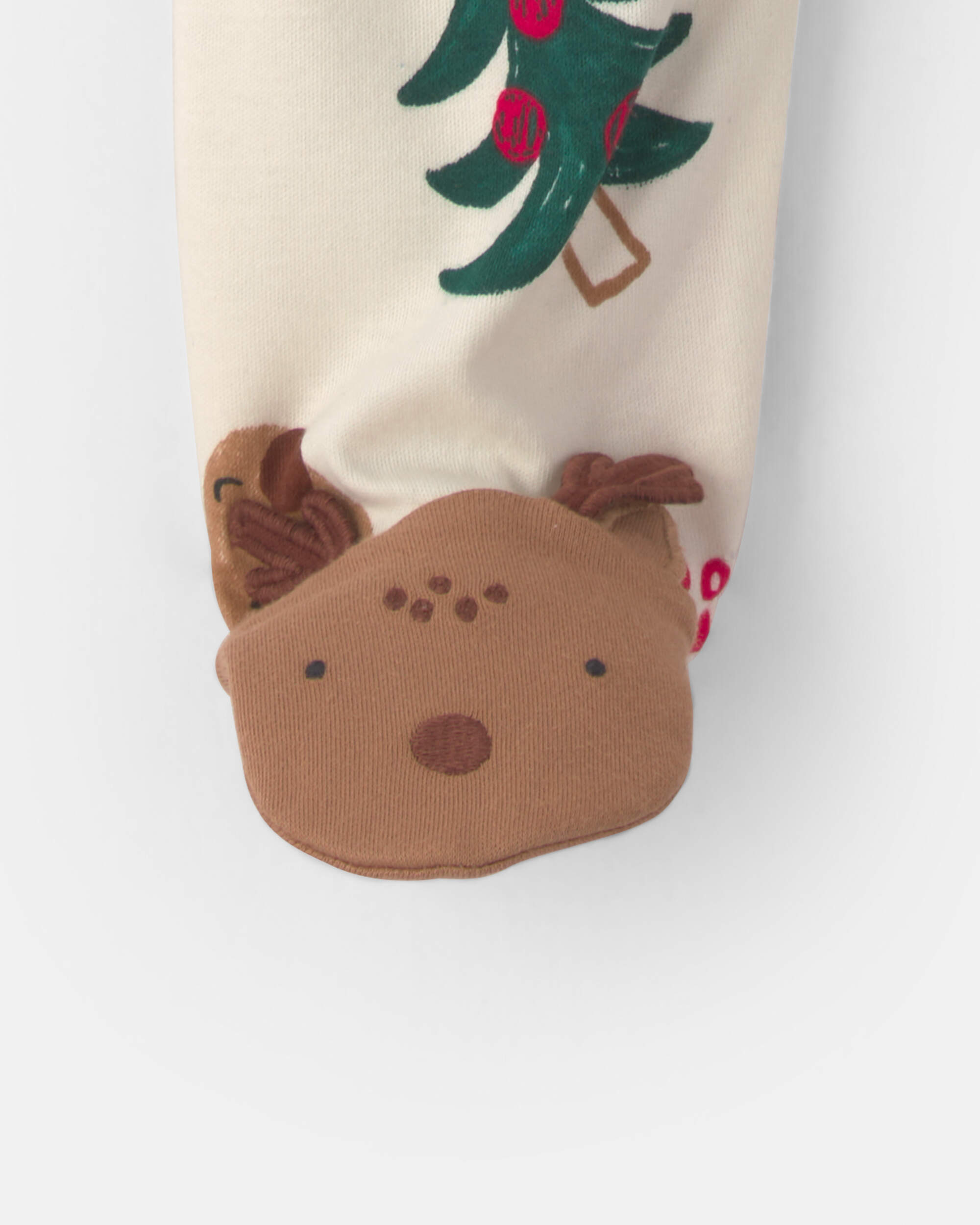 Baby Christmas Icon 100% Cotton 2-Way Zip Sleepers - Cream