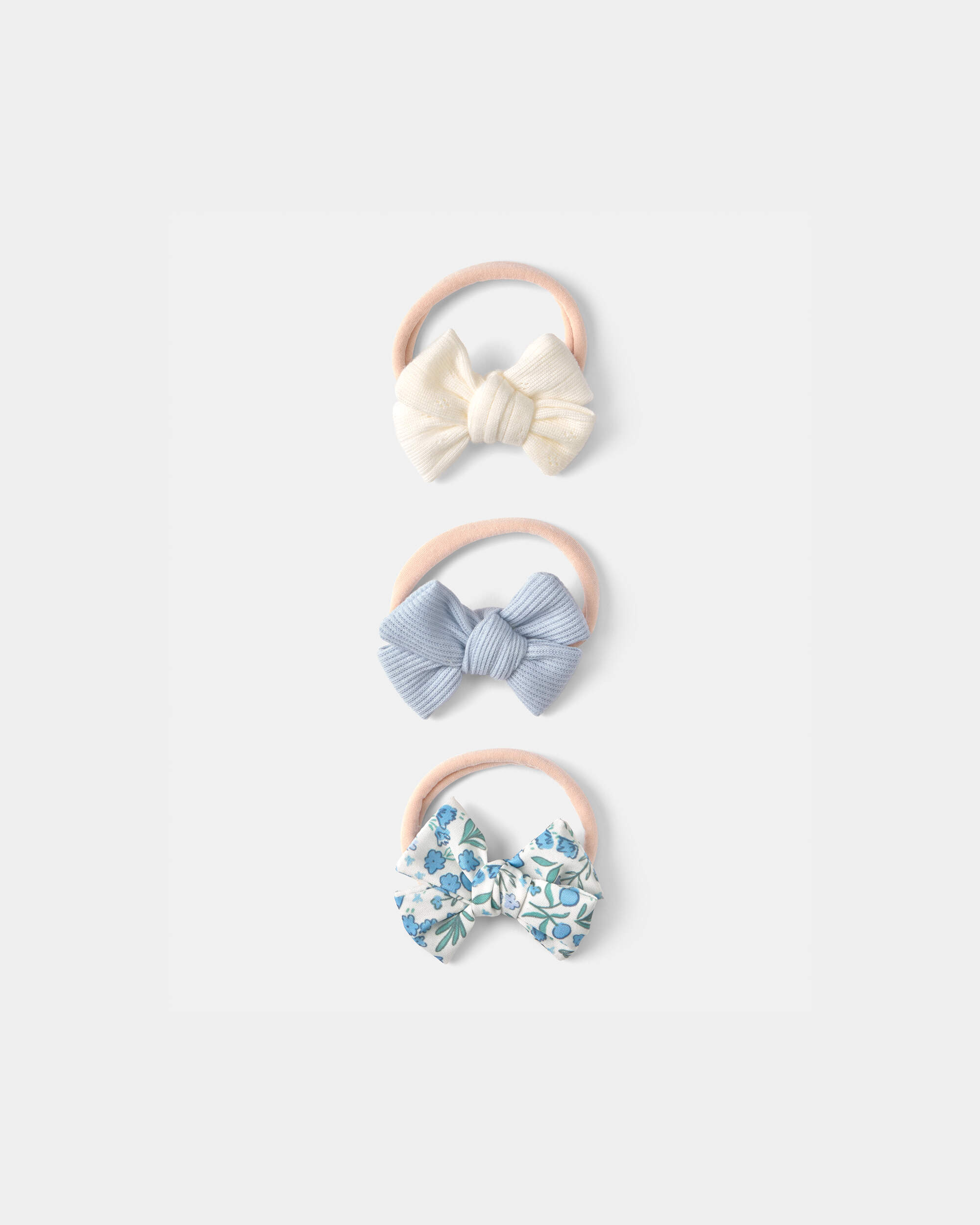 Baby Girl 3-Pack Bow Hair Ties - Blue