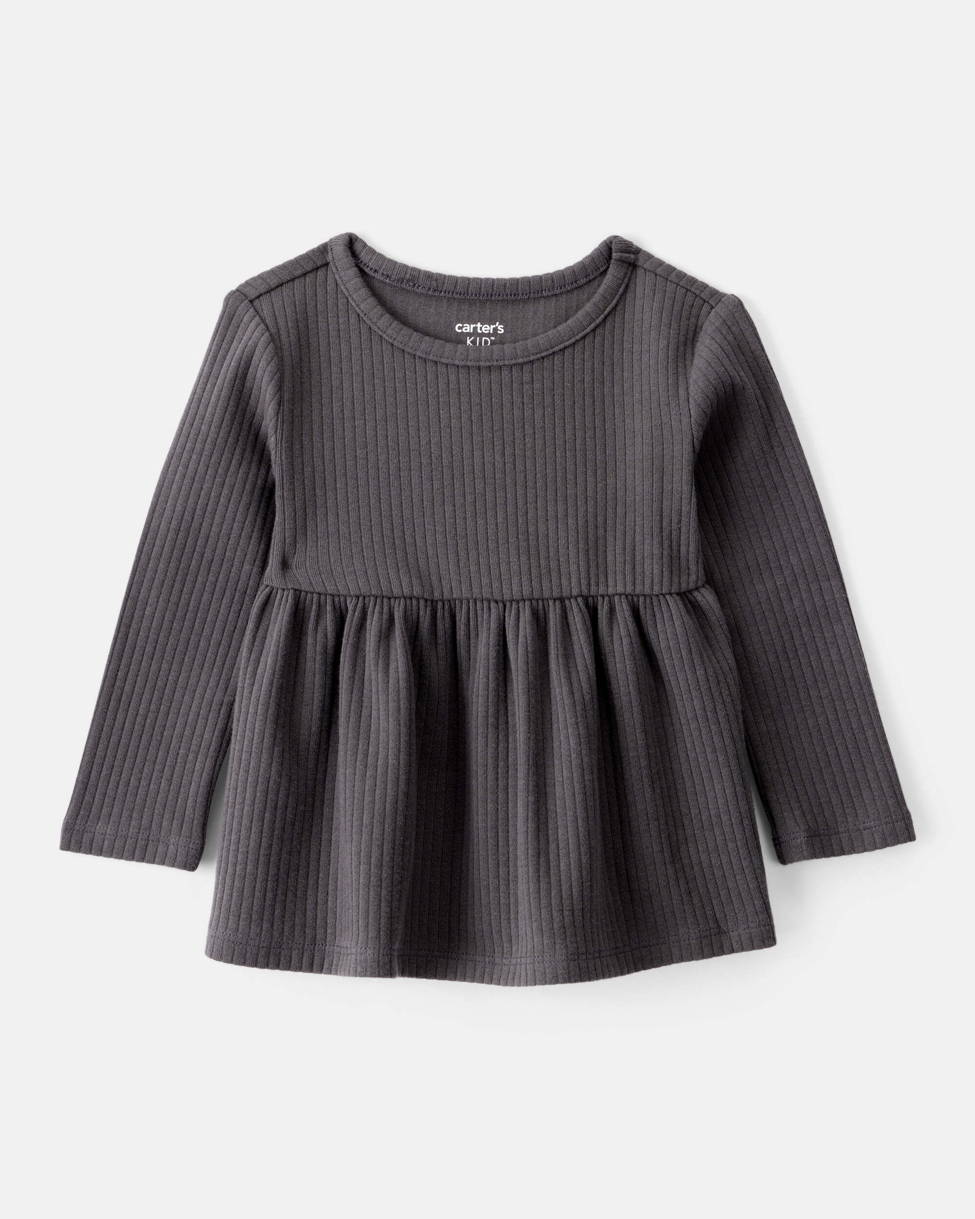 Baby Girl Long-Sleeve Peplum Top - Black