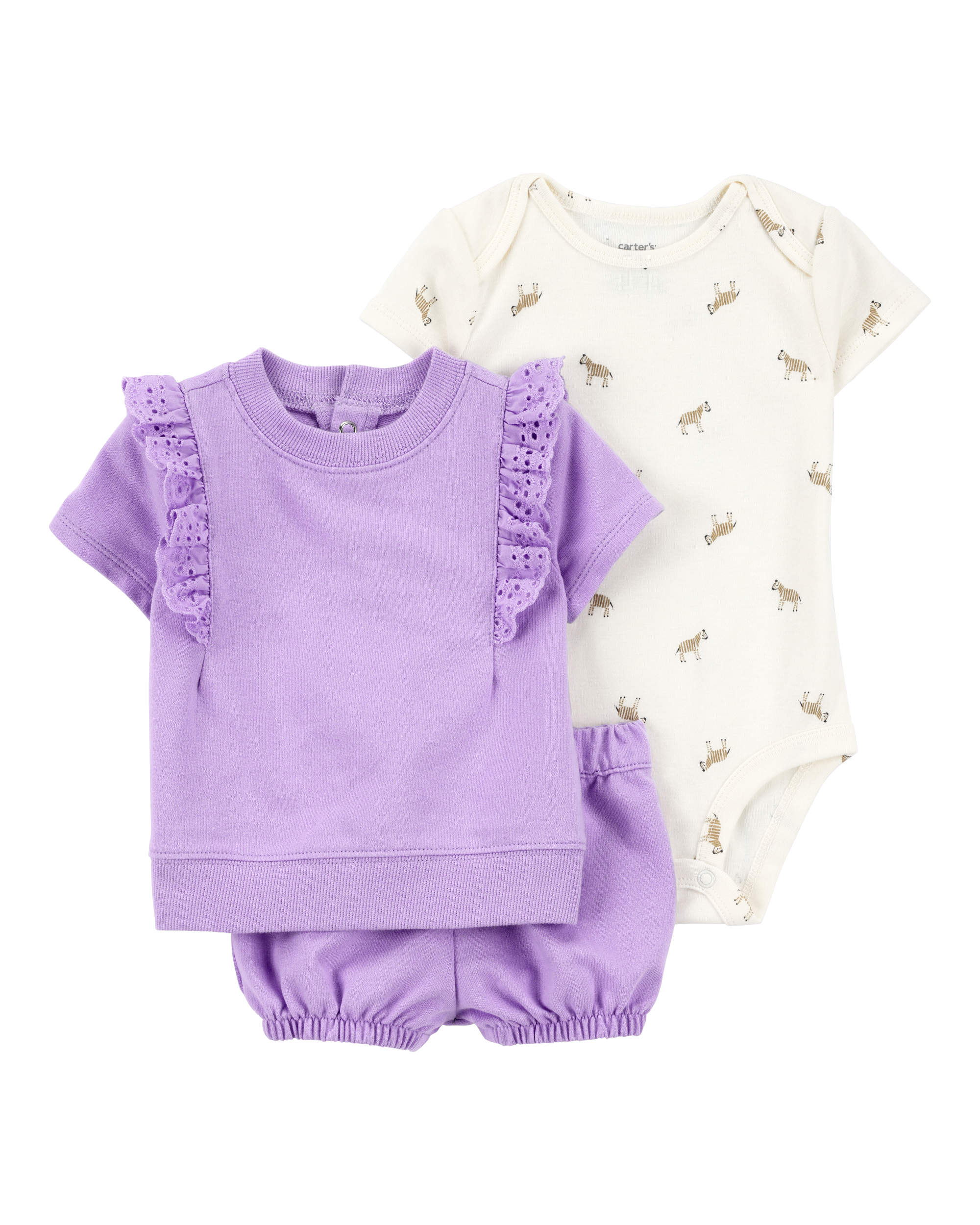 Baby 3-Piece Flutter Outfit Set - Purple