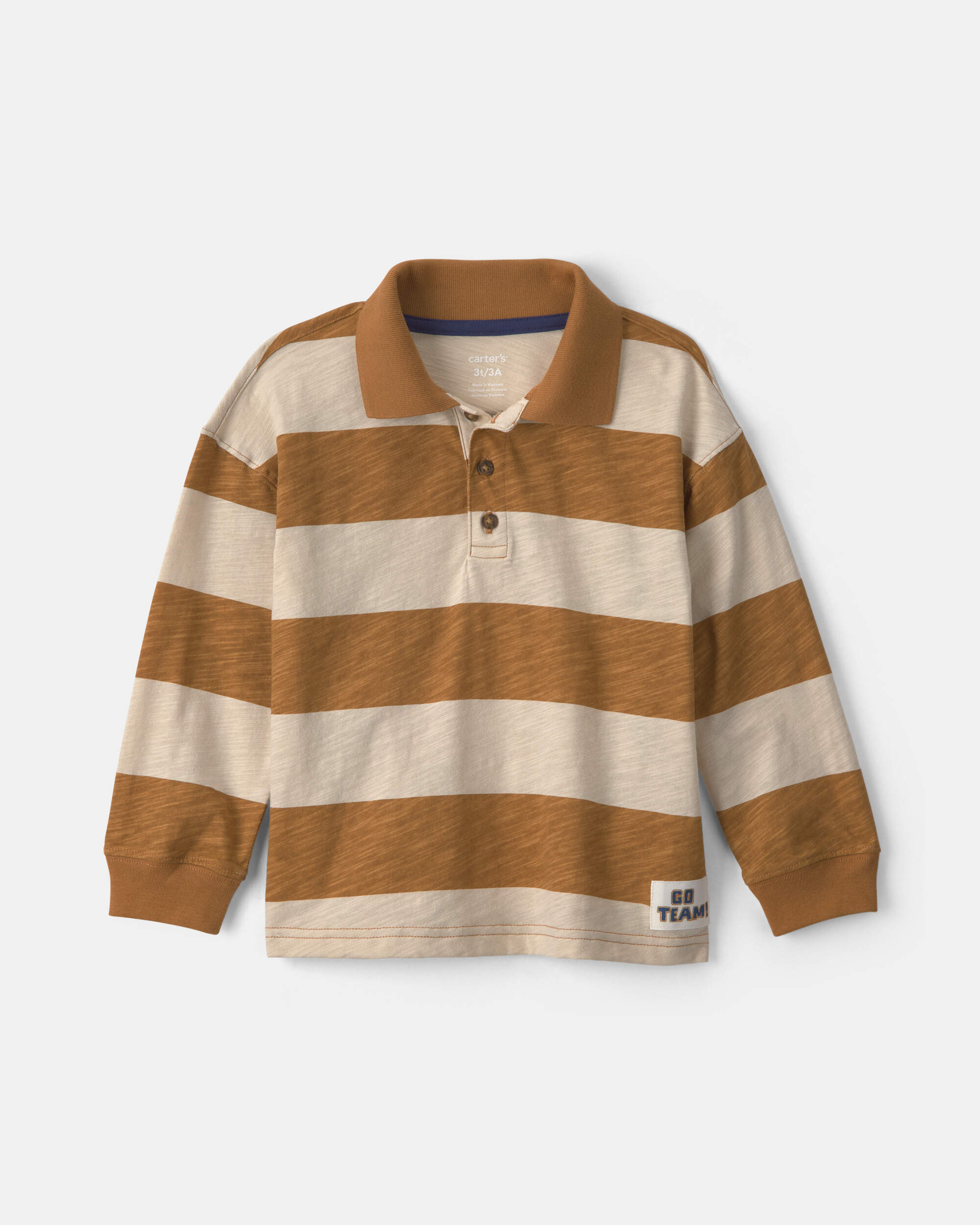 Toddler Boy Striped Long-Sleeve Henley T-Shirt - Brown/Cream