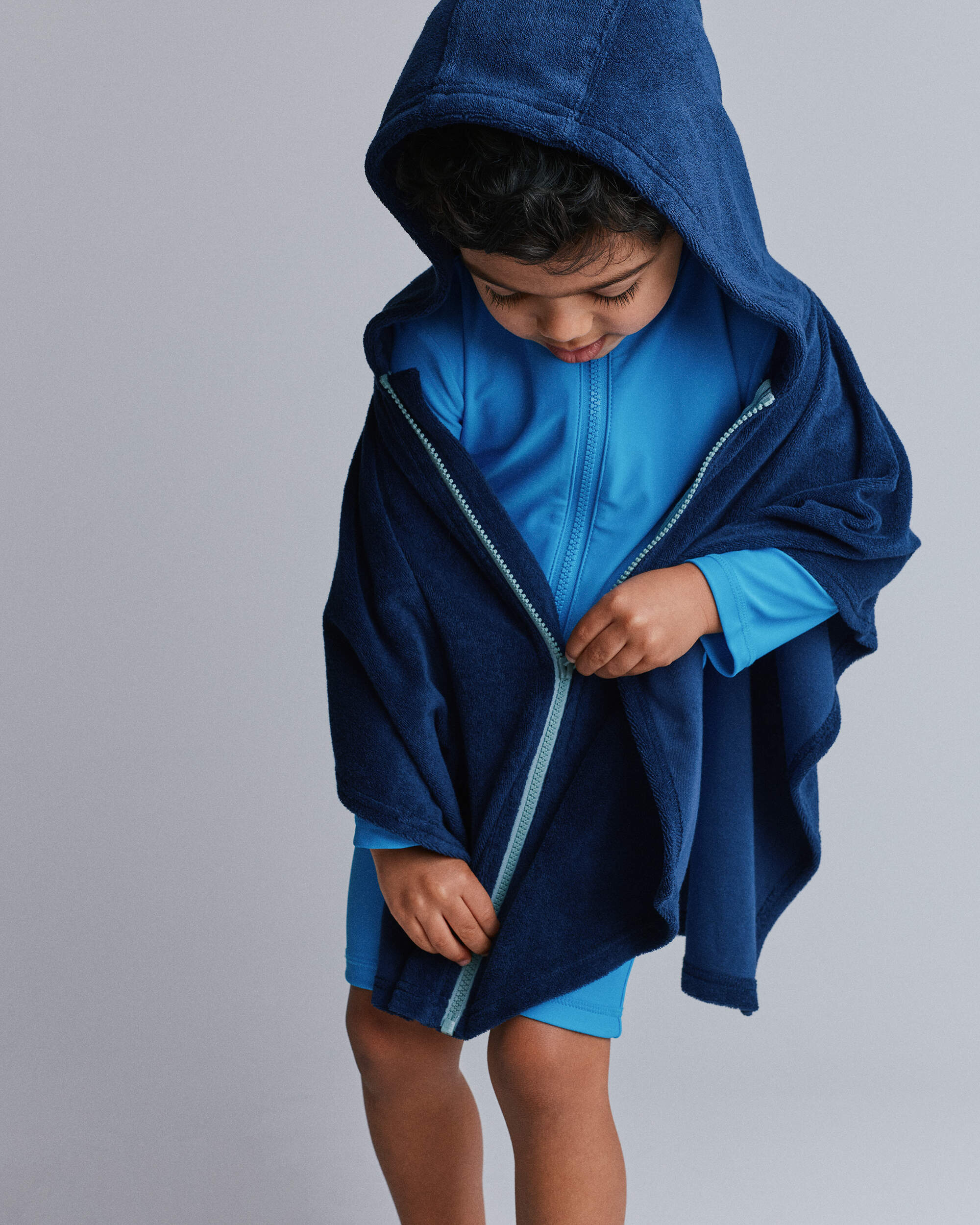 Toddler French-Terry Hooded Poncho Towel - Deep Night