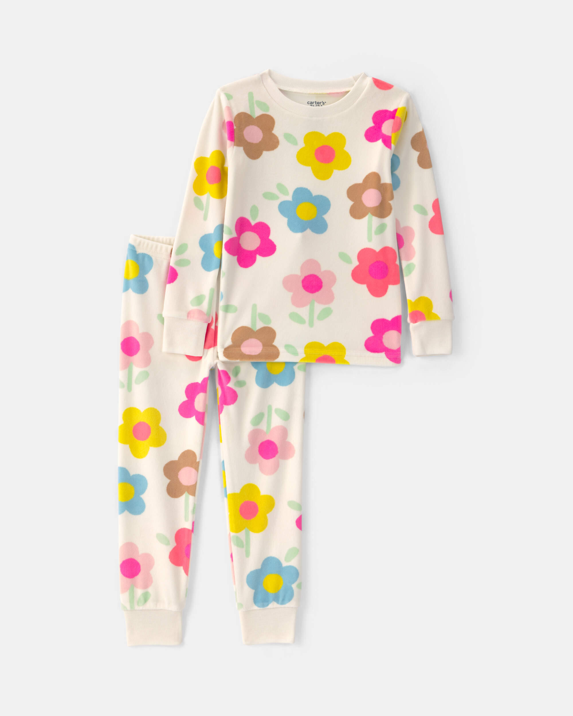 Toddler Girl 2-Piece Floral DreamPlush Snug Fit Pyjama Set