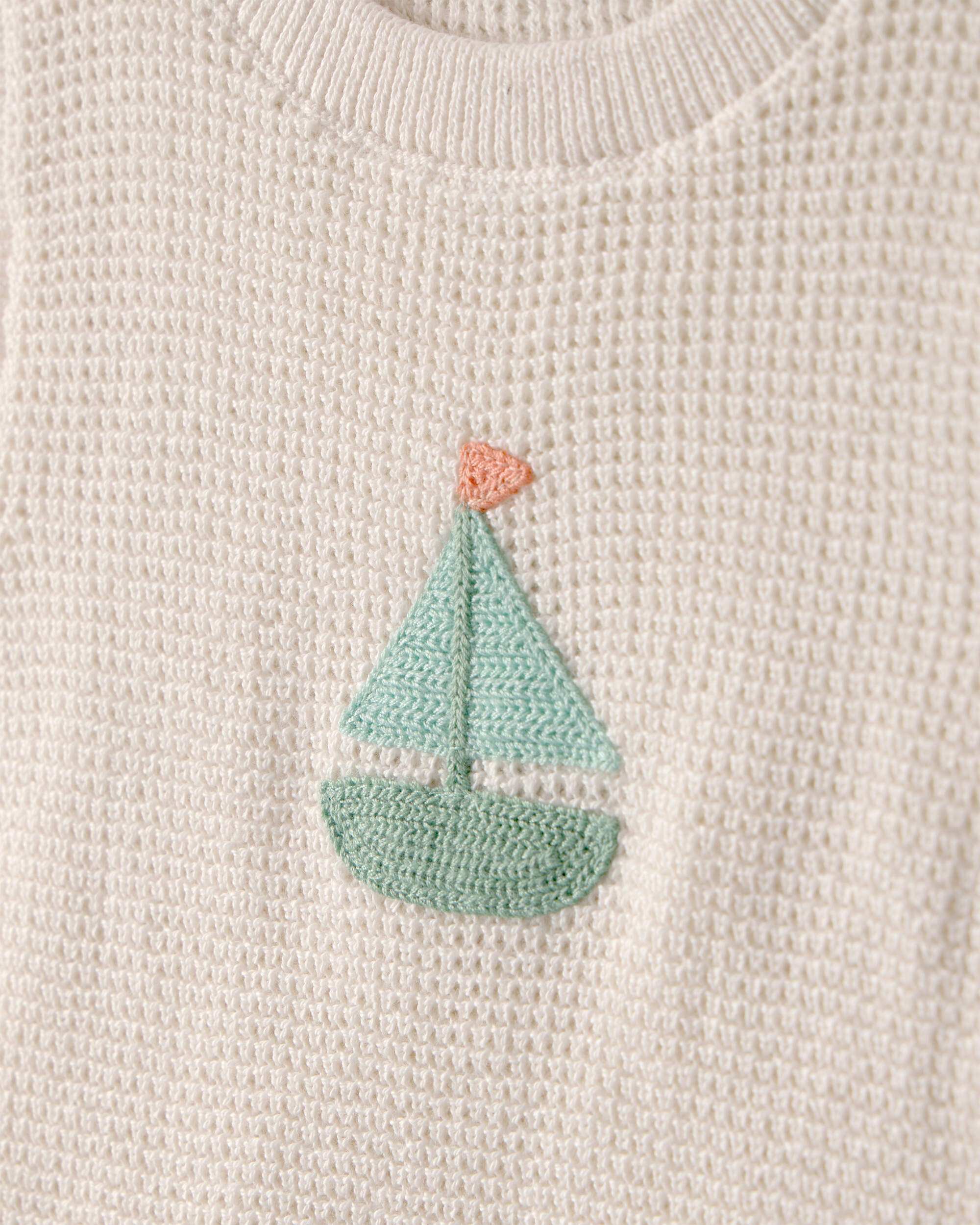 Baby 2-Piece Sailboat Crochet Top & Short Set - Cream