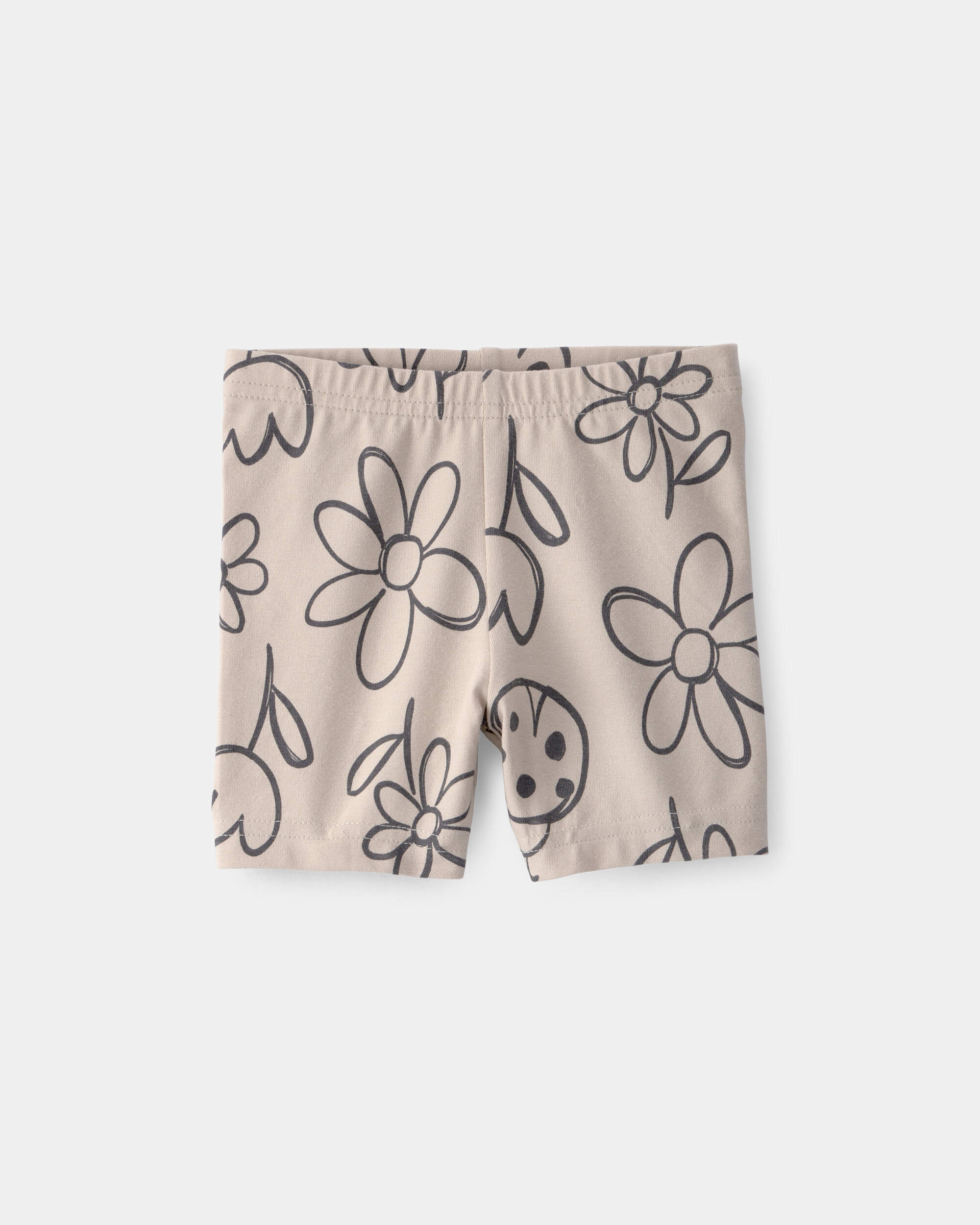 Baby Girl Floral Ladybug Bike Shorts - Brown