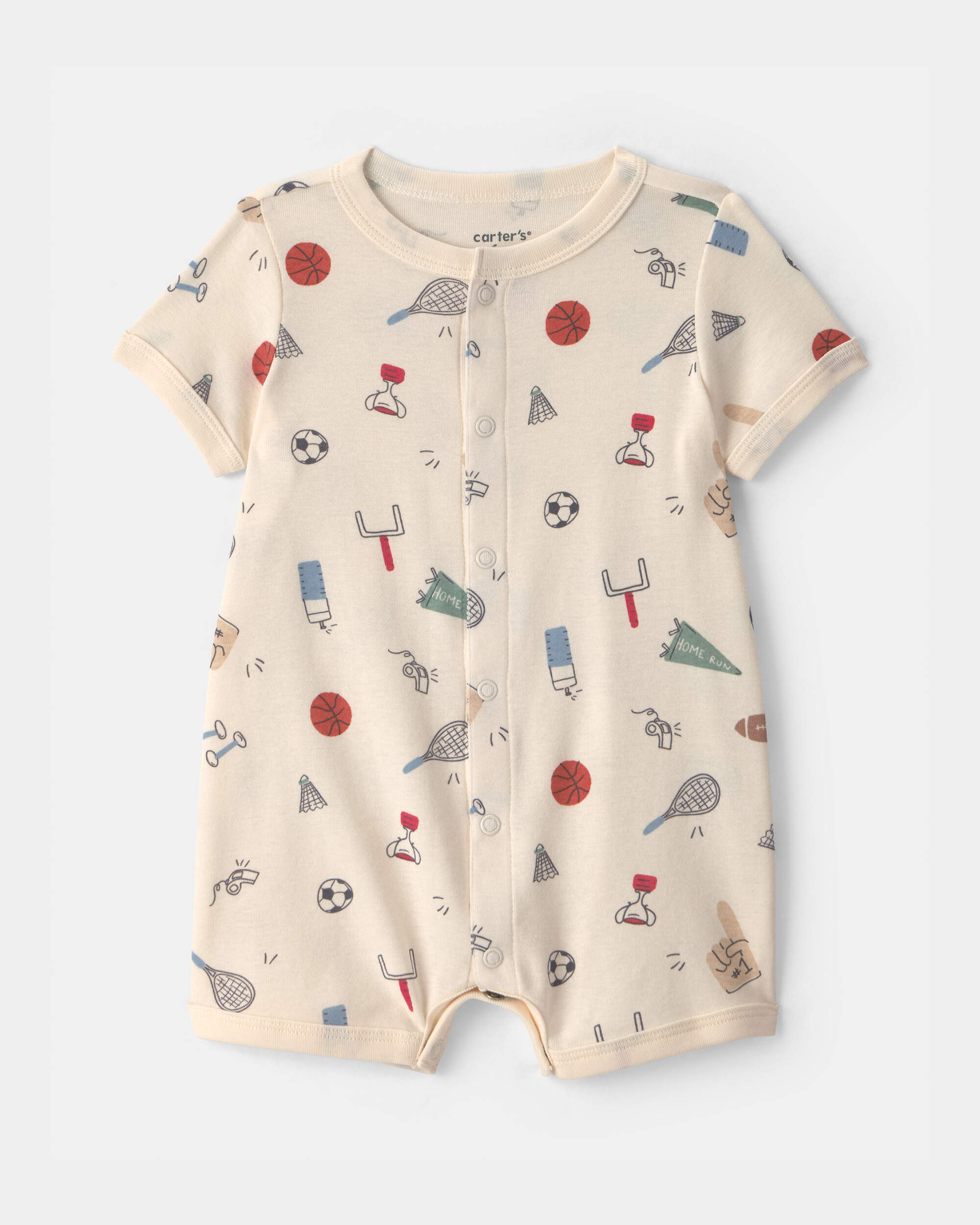 Baby Sports Short-Sleeve Romper - Ivory