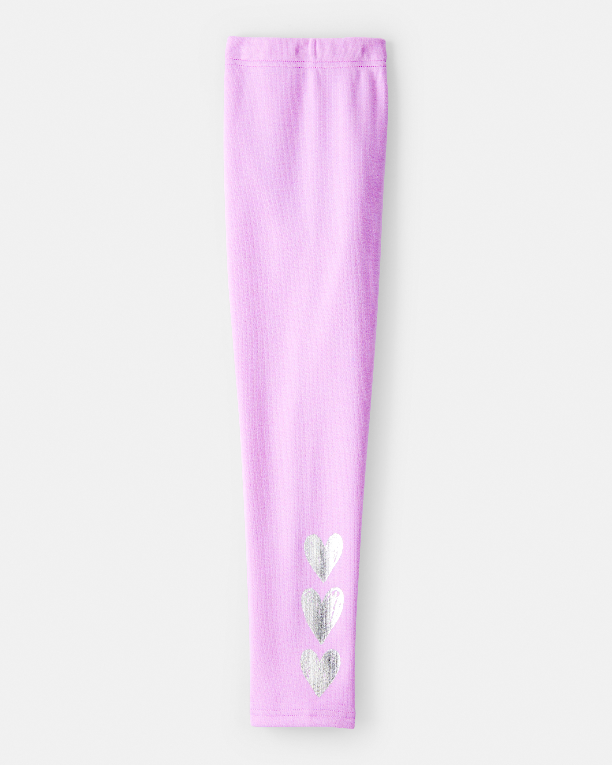 Kid Metallic Heart Pull-On Stretch Cozy Leggings - Purple