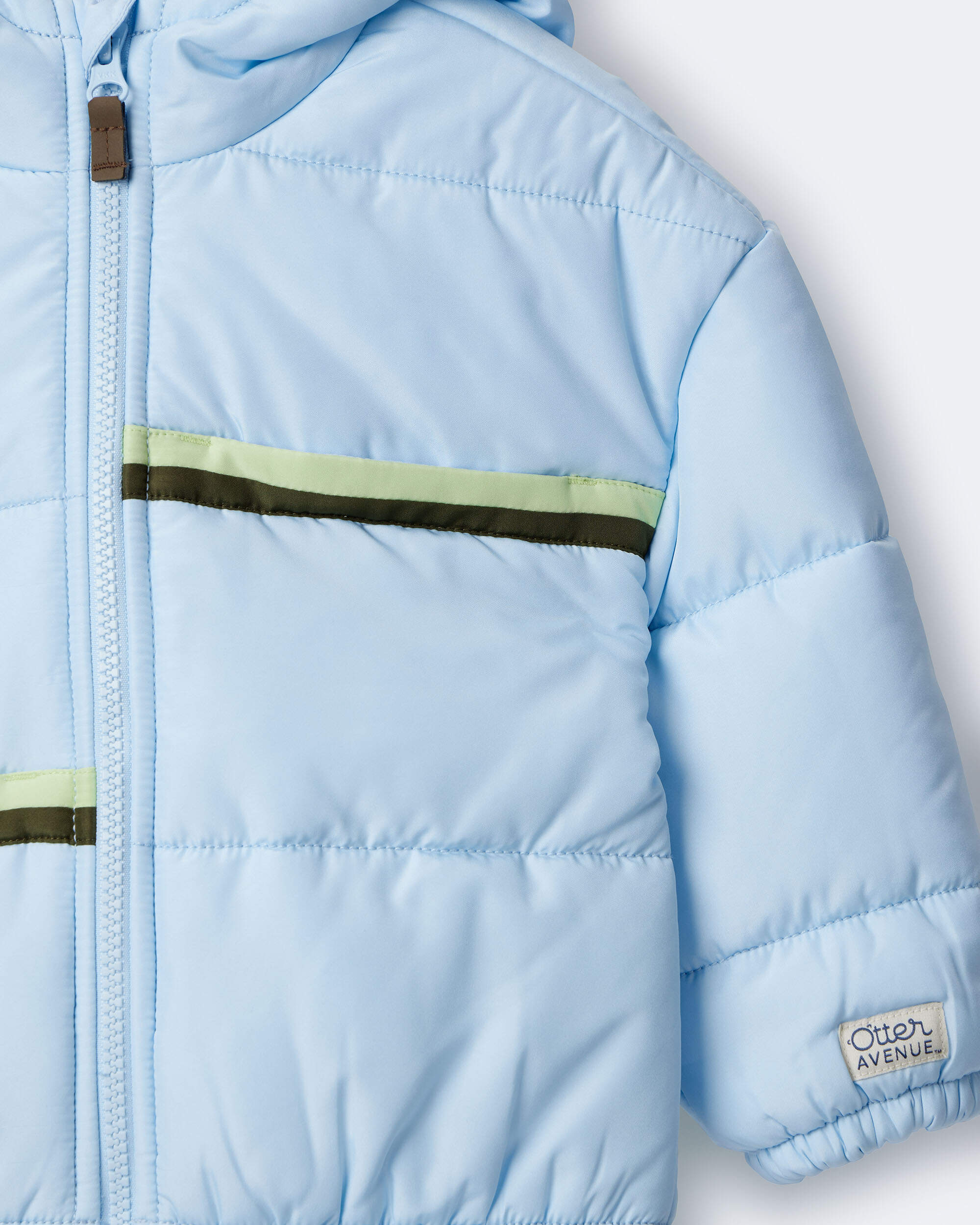Toddler Boy Zip-Up Hooded Puffer - Light Blue