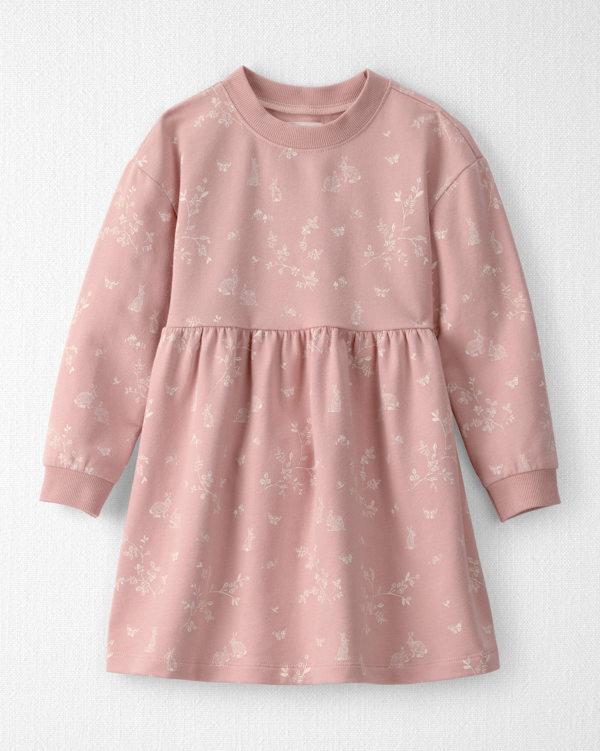 Toddler Girl Organic Cotton Dress Pink Bunnies Print