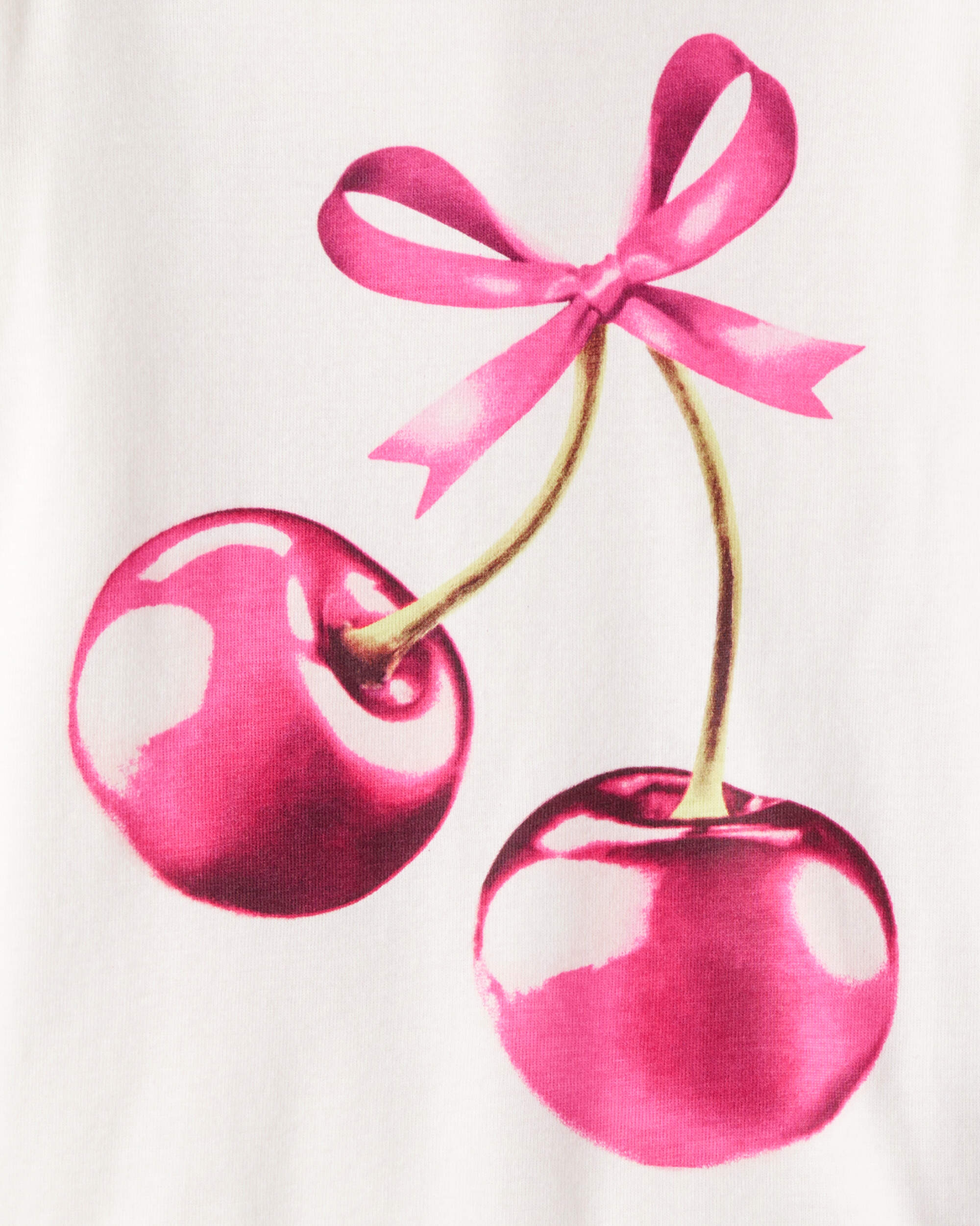 Girls Cherries Print 100% Cotton Long-Sleeve 4-Piece Pyjamas - Pink/White