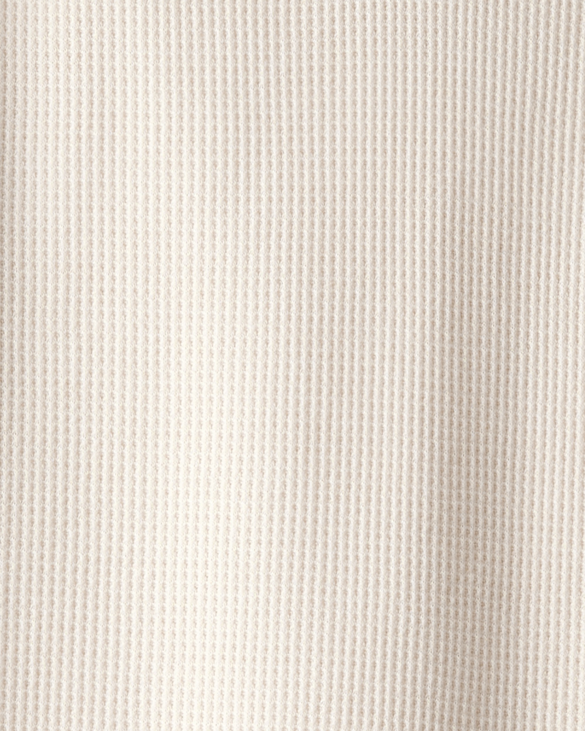 Boys Stripe Thermal Long-Sleeve Henley T-Shirt - Cream