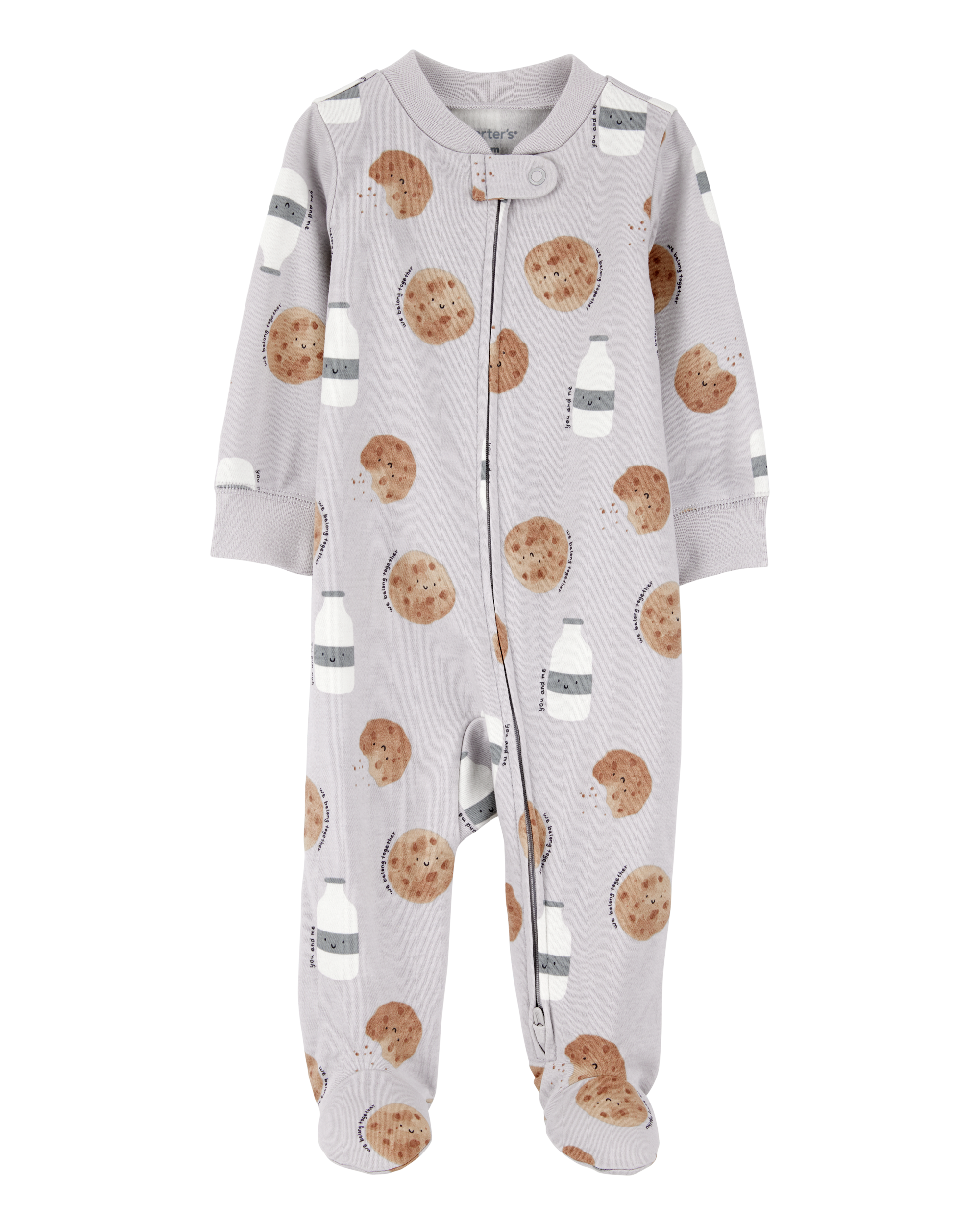 Baby Milk & Cookies 2-Way Zip Cotton Sleeper
