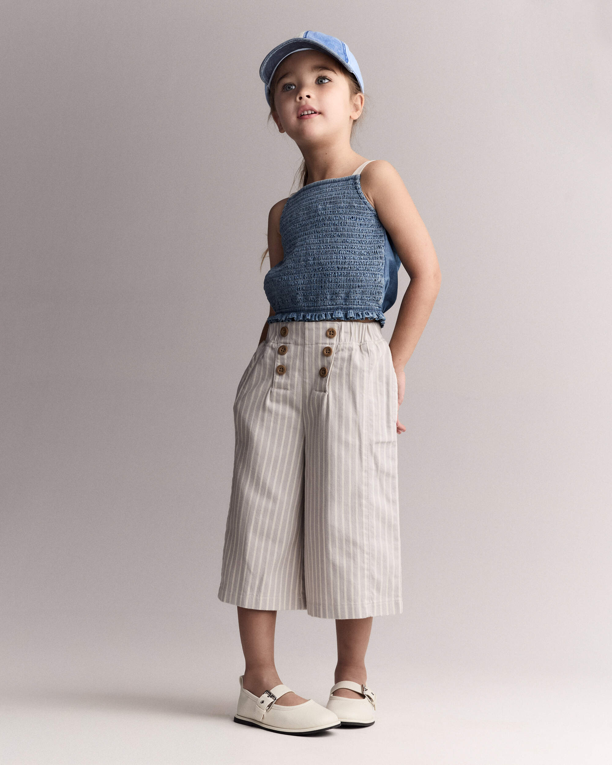 Toddler Girl Smocked Peplum Top Chambray