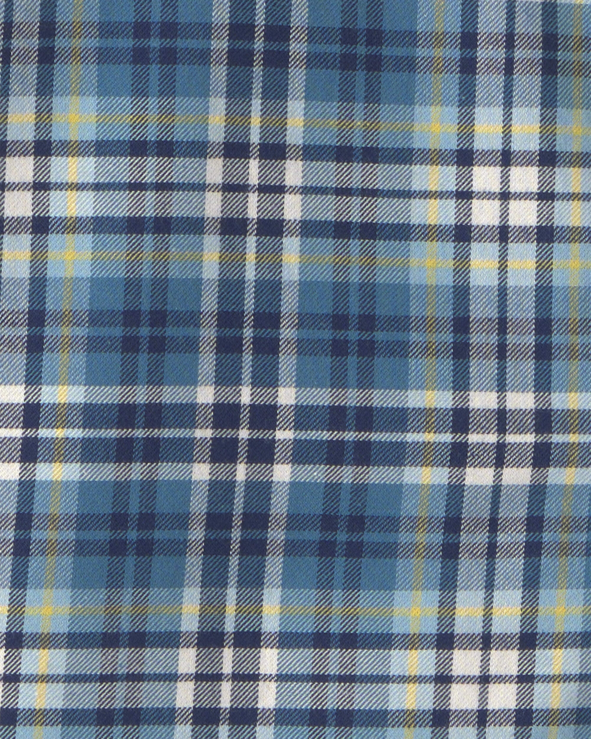 Boys Plaid Long-Sleeve Button-Down Shirt - Blue
