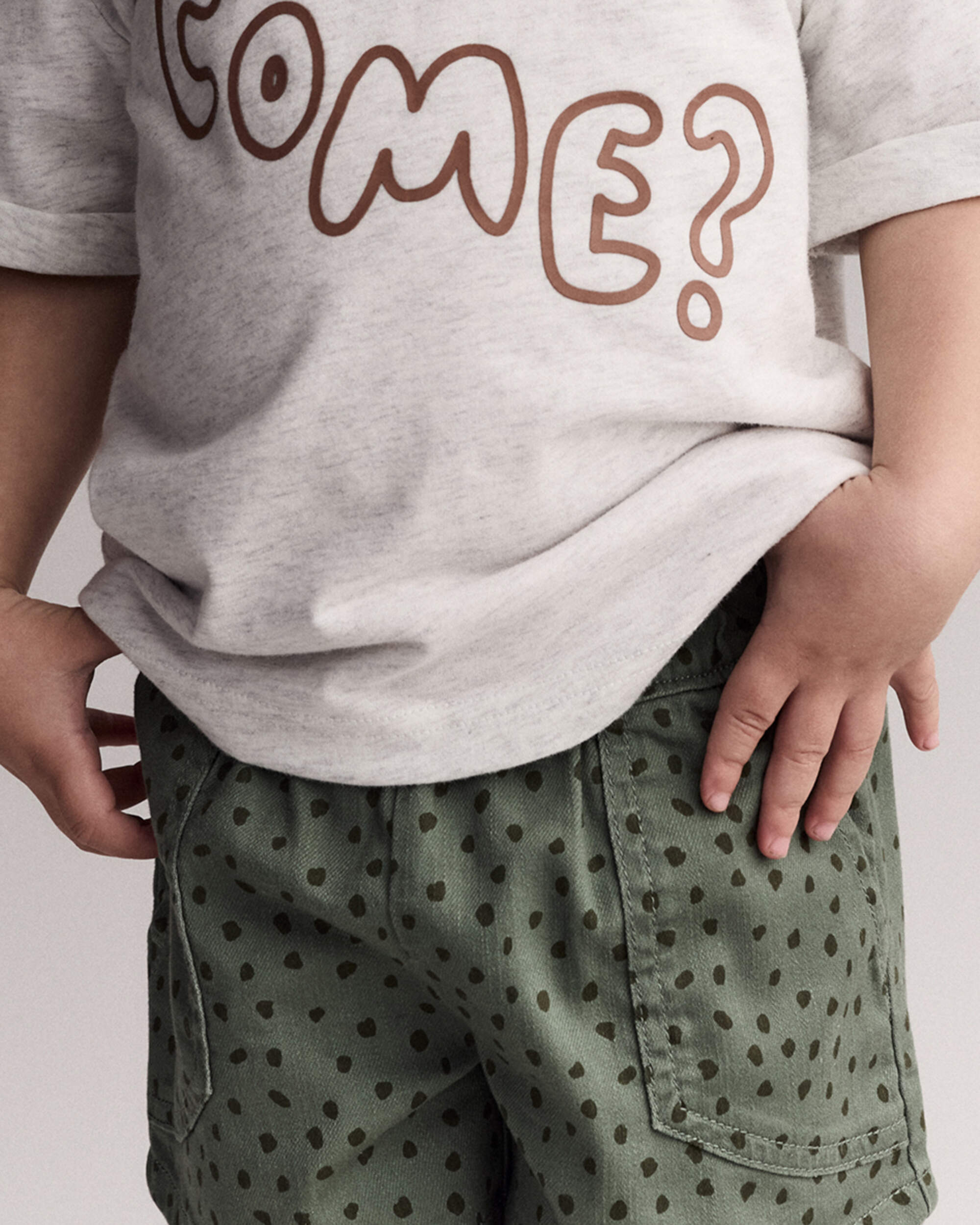 Toddler Standard Short with Pockets Dot Print- Olive