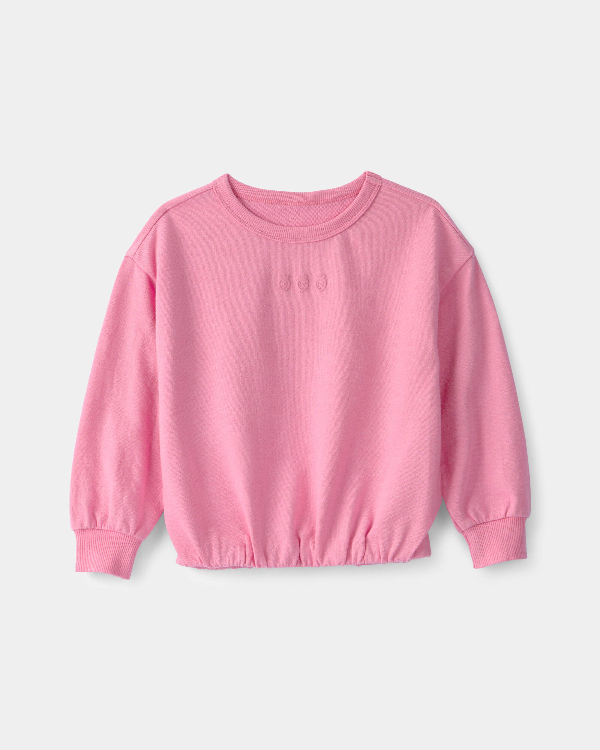 Toddler Girl Strawberry French Terry Pullover Sweatshirt - Pink