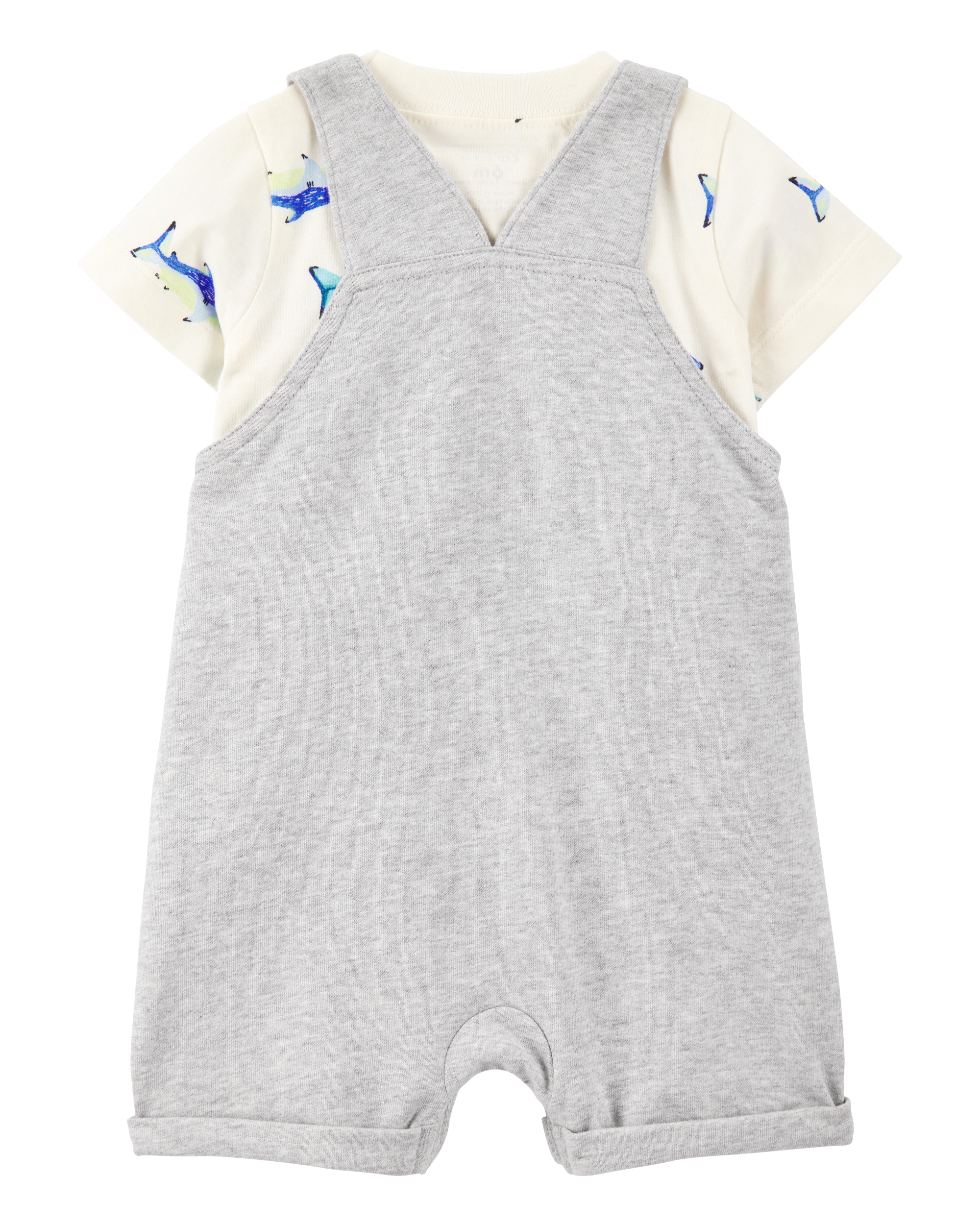 Baby Boy 2-Piece Shark Tee & Shortall Set - Grey