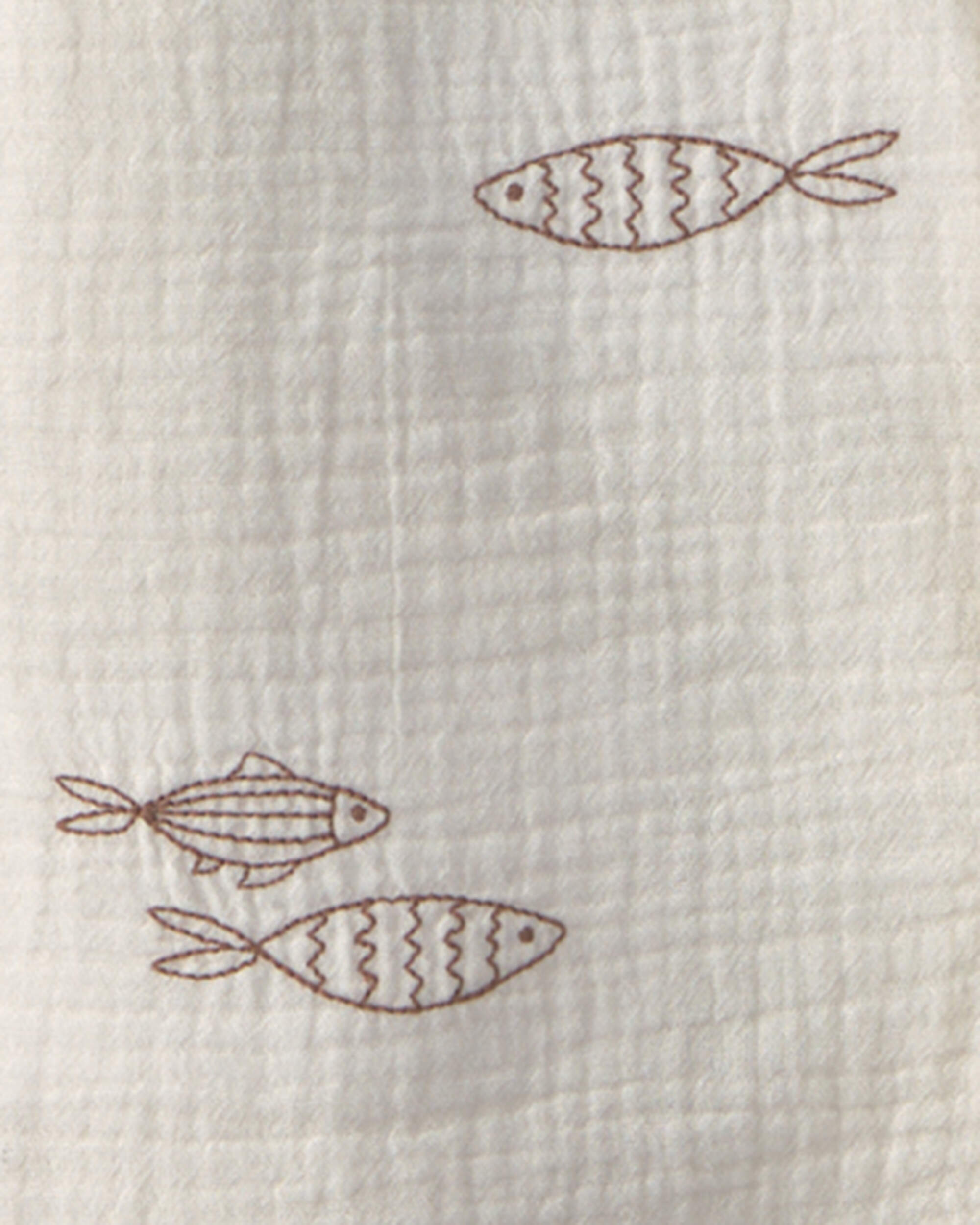 Boys 2-Piece Organic Cotton Gauze Embroidered Top & Short Set