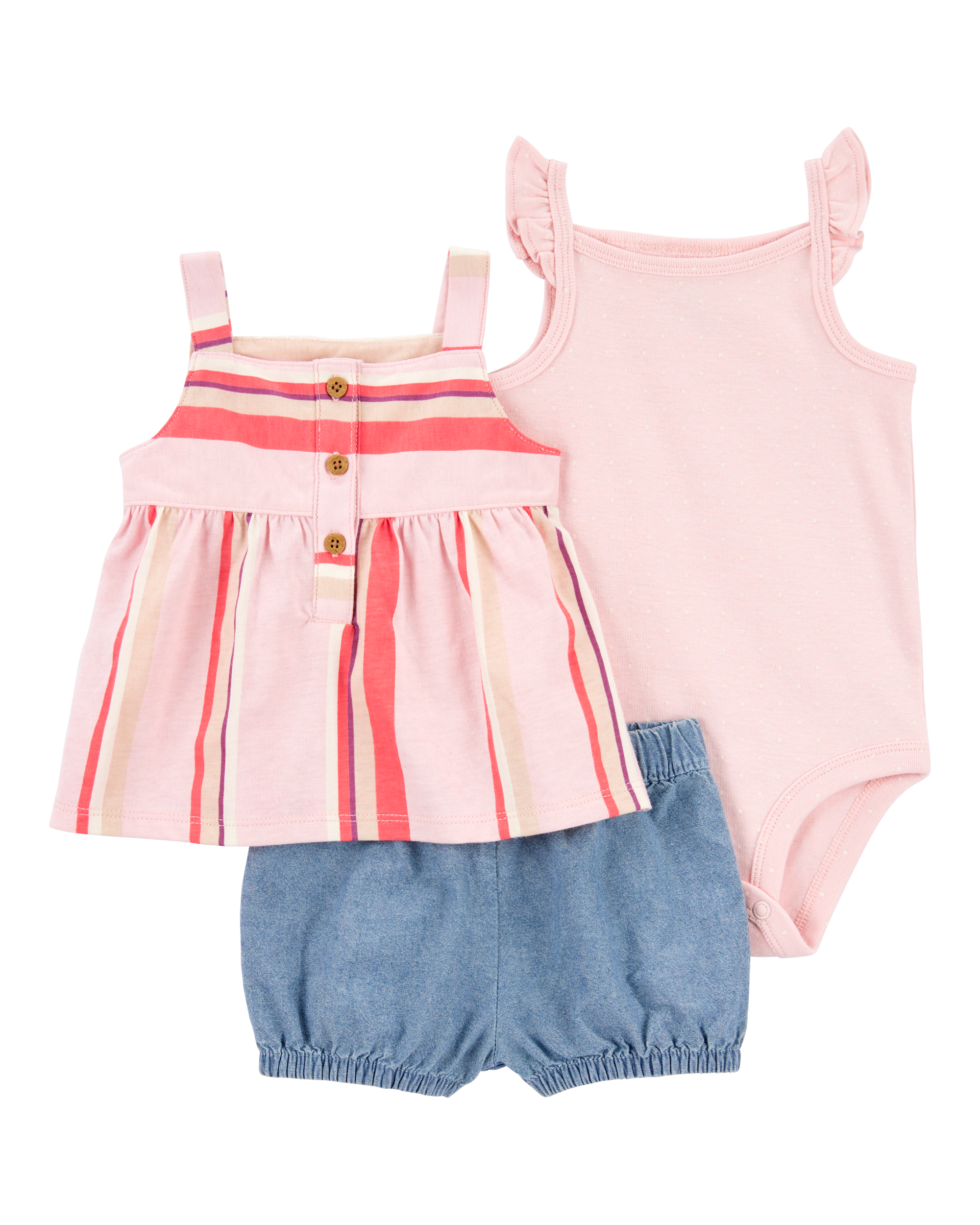 Baby 3-Piece Pink Stripe Outfit Set