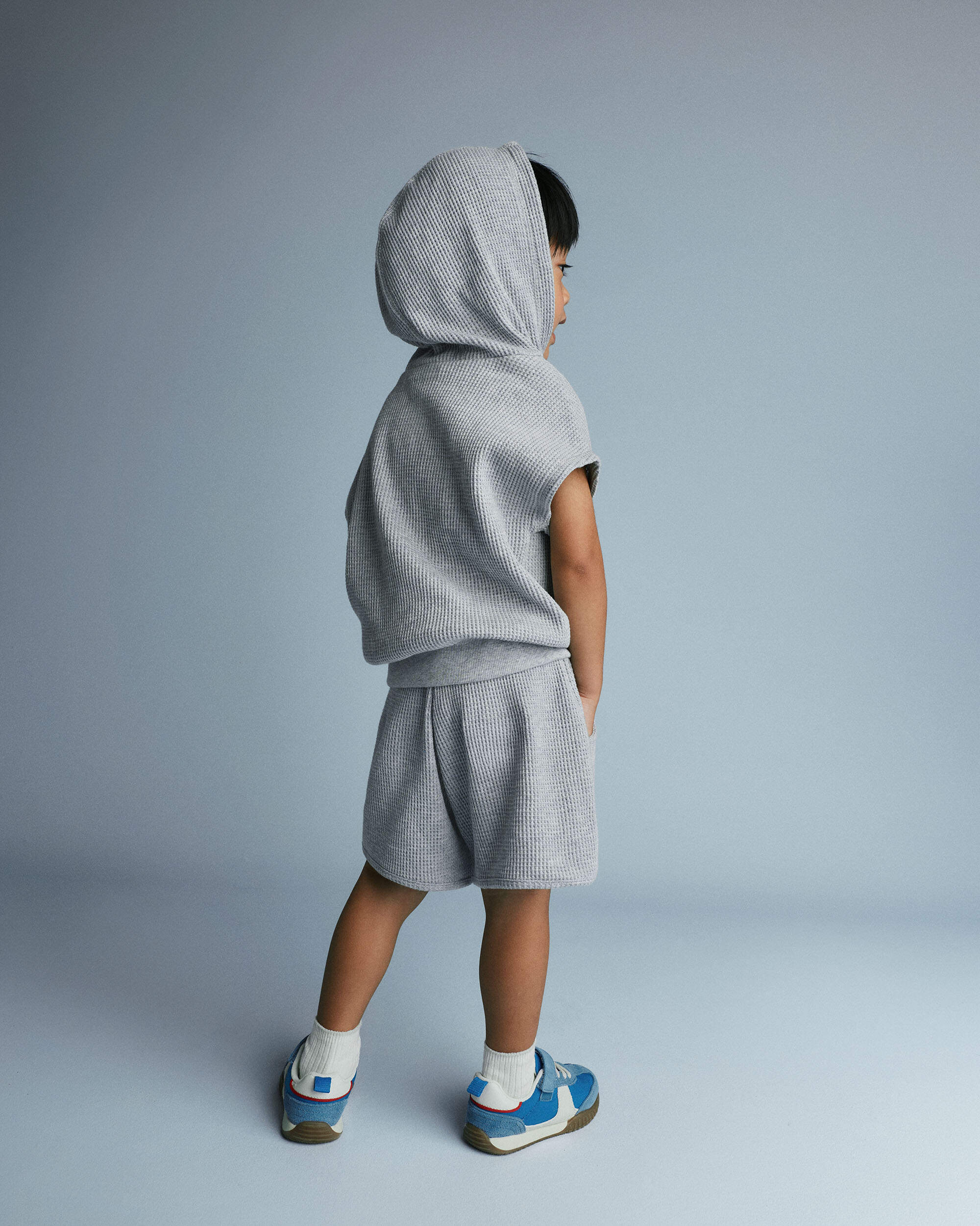 Toddler Waffle Knit Dolphin-Hem Short - Heather Grey
