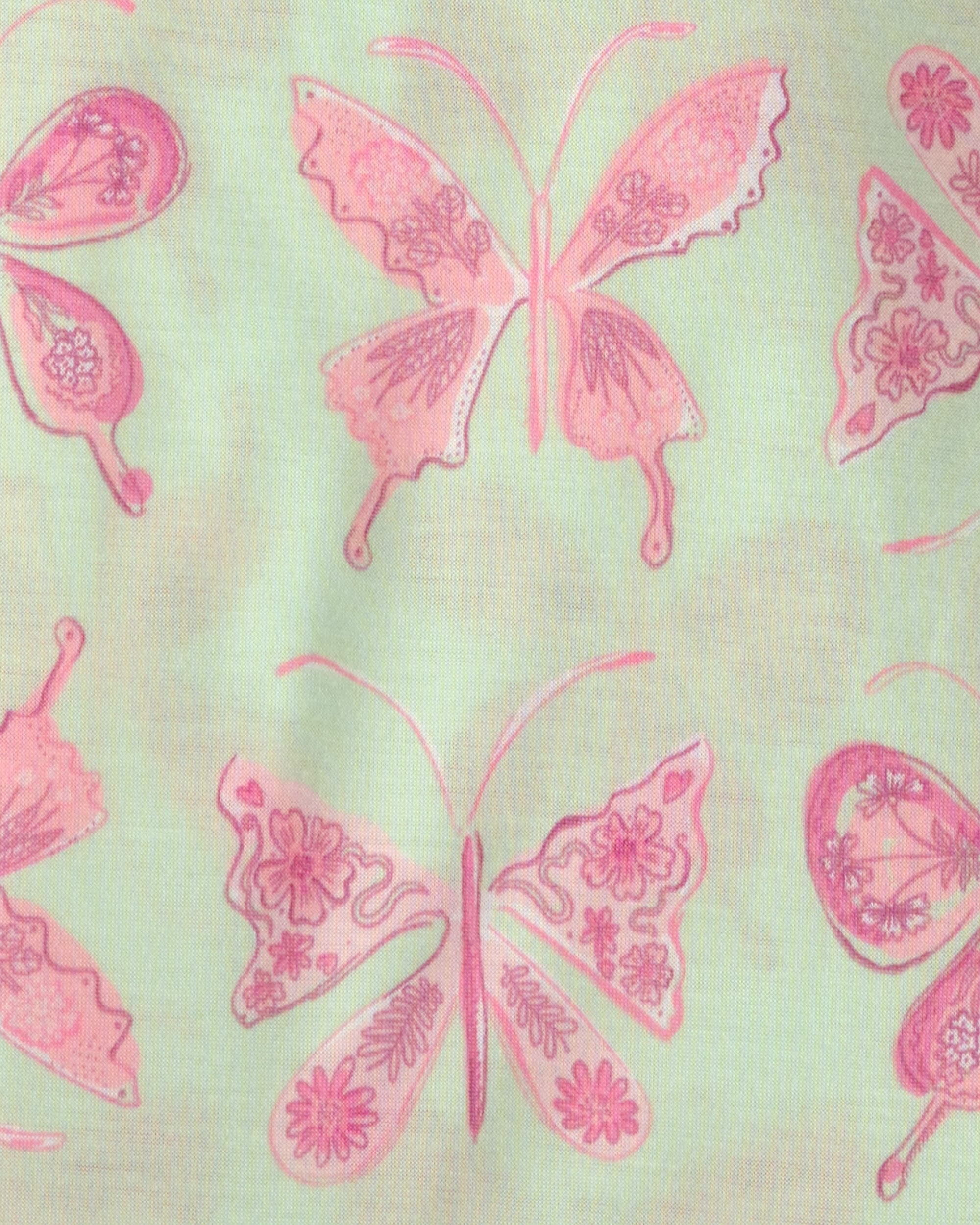 Toddler Girl Butterfly Loose Fit 2-Piece Pyjama Set - Green