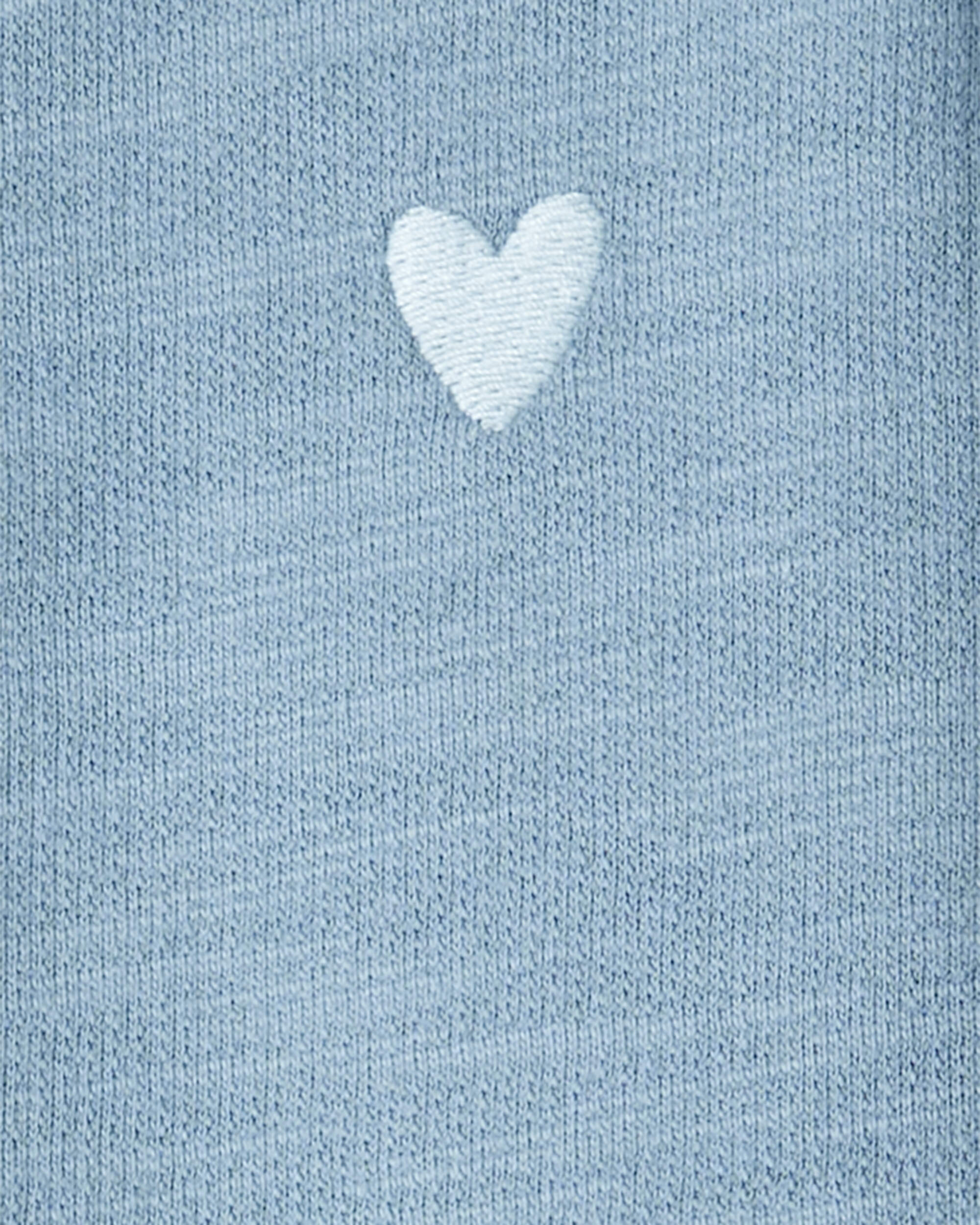 Baby Girl Heart Cotton Long-Sleeve Cardigan Sweater - Blue
