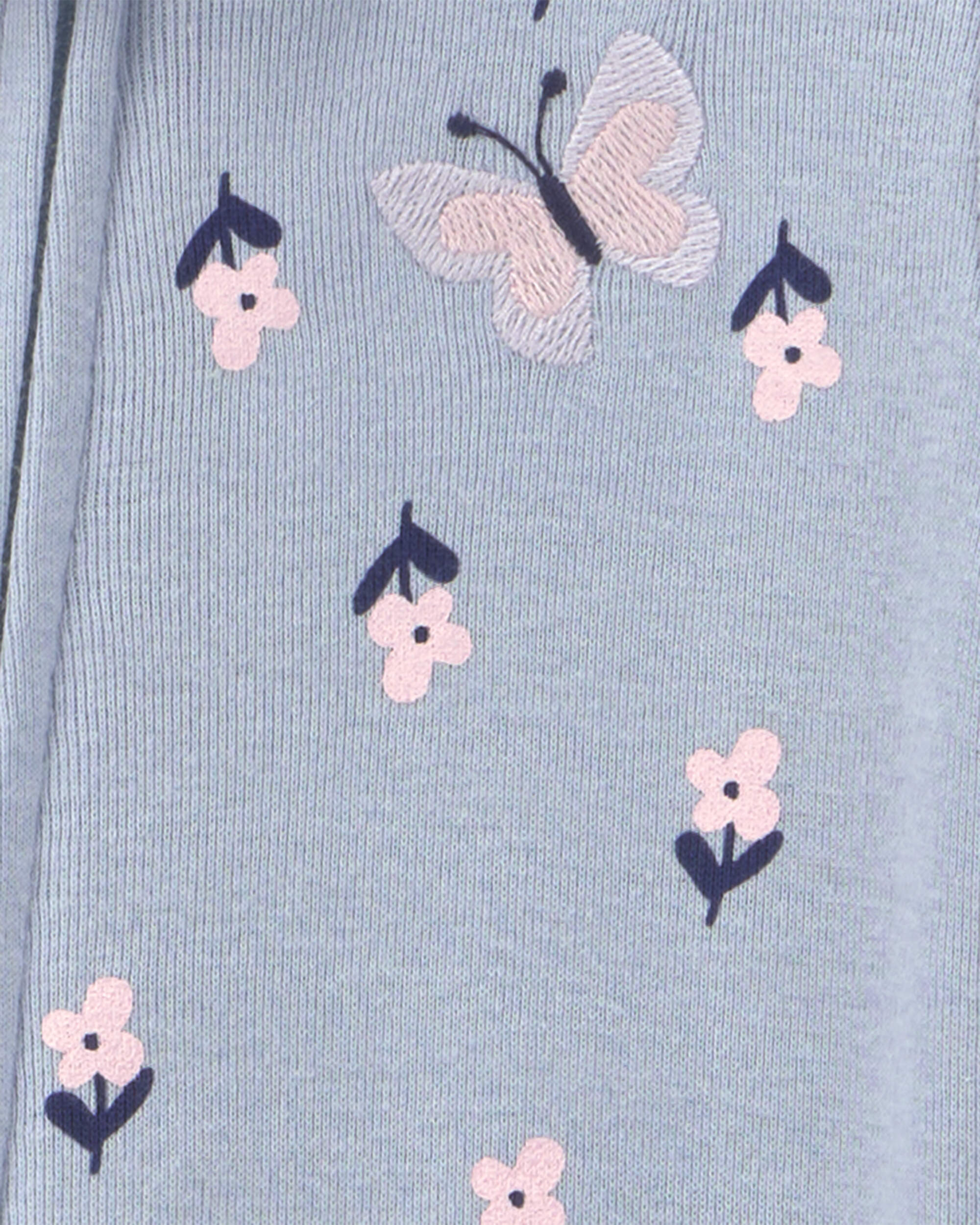 Baby Girl Butterfly Floral Cotton Snug Fit 1-Piece Pyjama - Purple