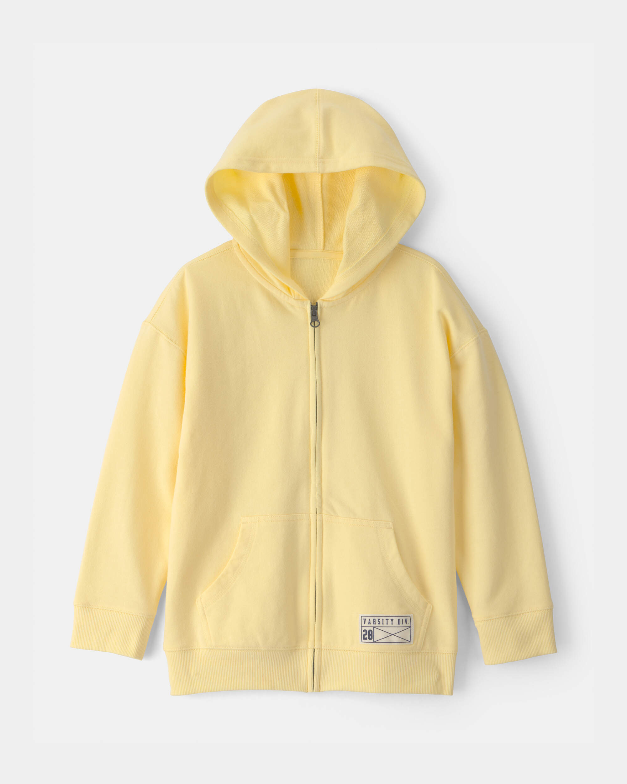 Boys French Terry Zip-Up Hoodie - Yellow