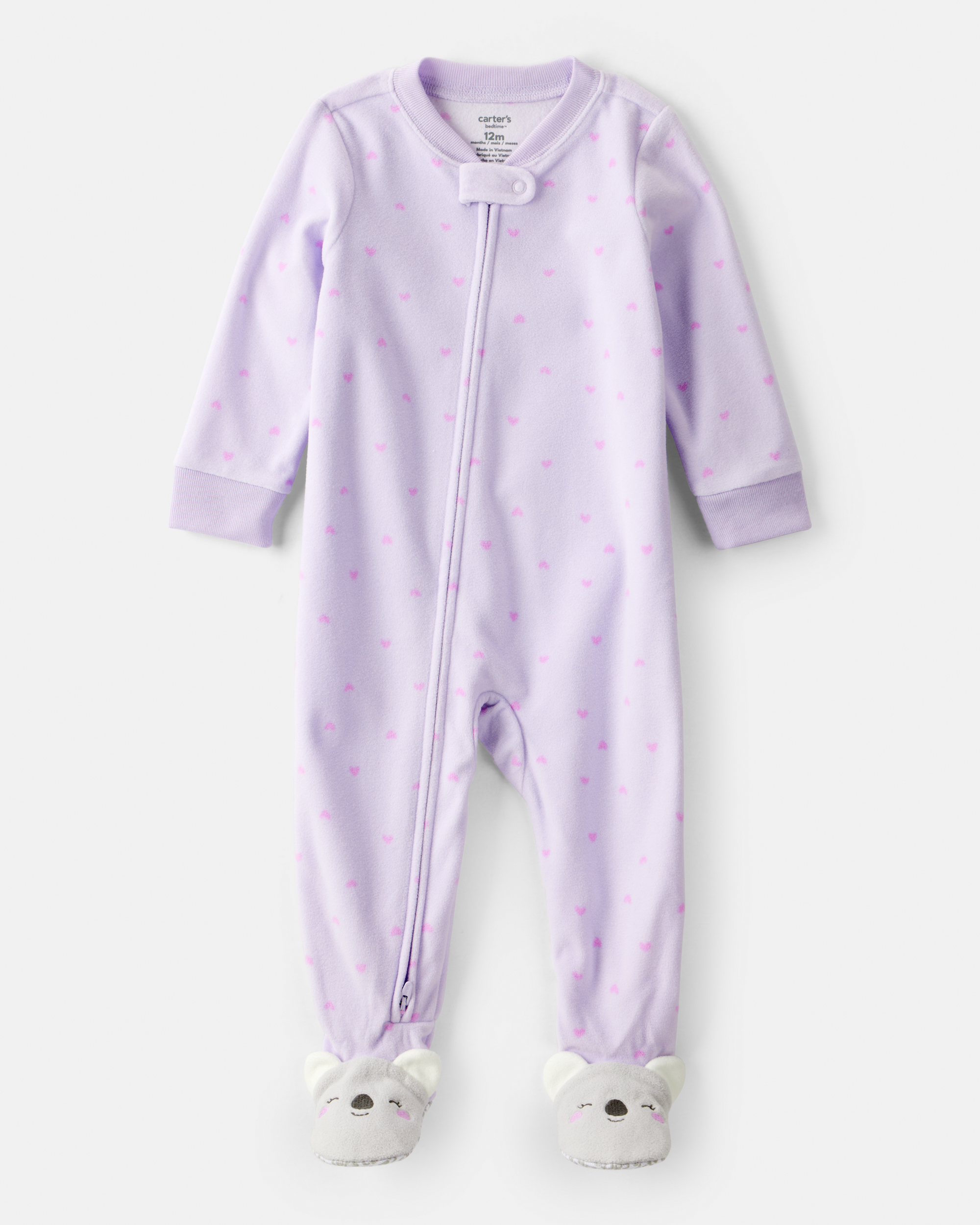 Toddler Girl Koala Fleece Loose Fit 1-Piece Pyjamas - Purple