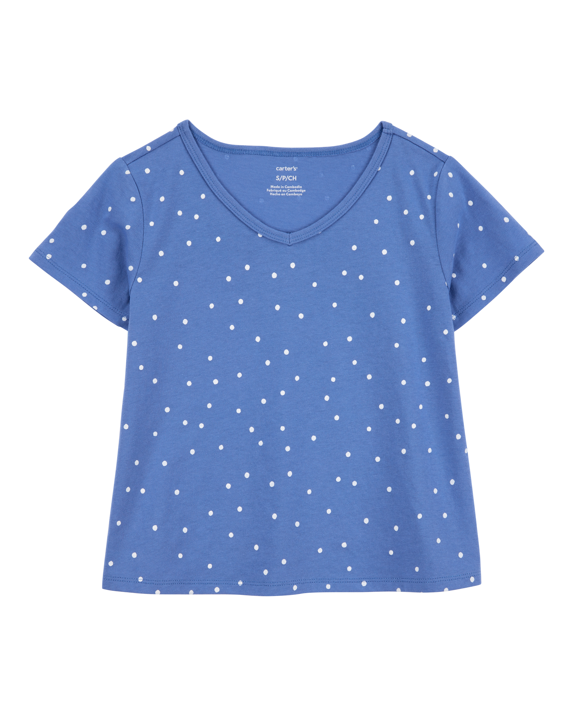 Kid Polka Dot Short-Sleeve Fashion Top - Blue