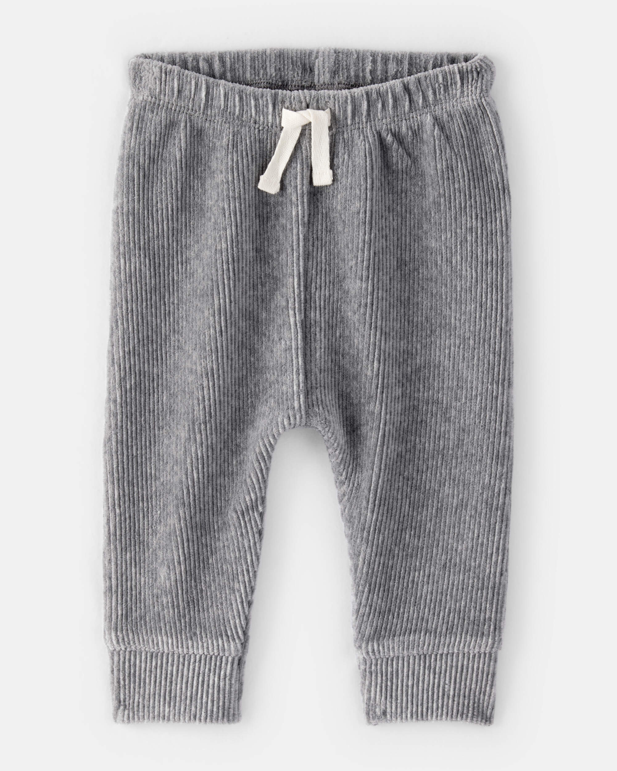 Baby Boy Ribbed Velour Pant - Dark Grey