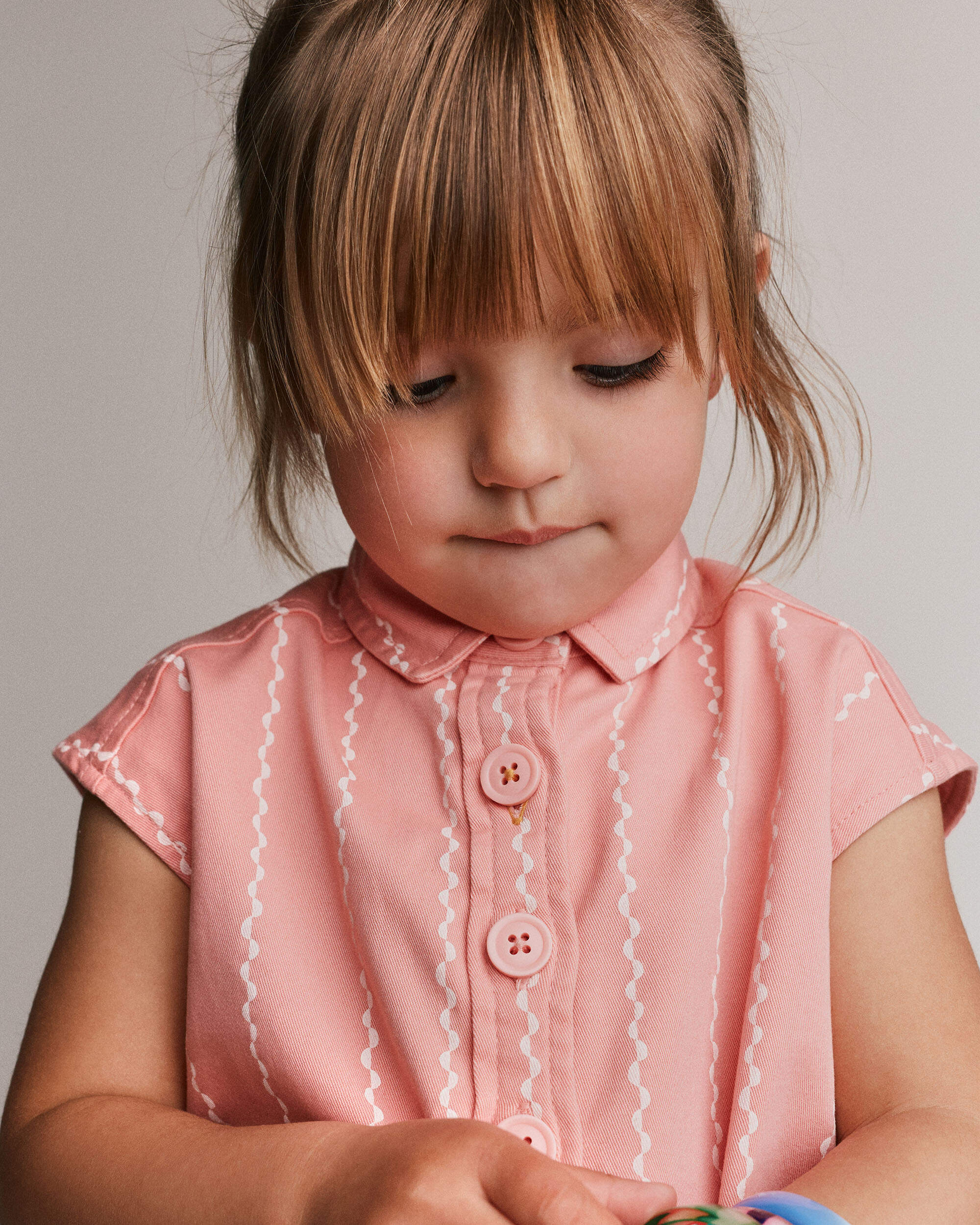 Toddler Girl Sleeveless Button-Down Top Stripes - Light Pink