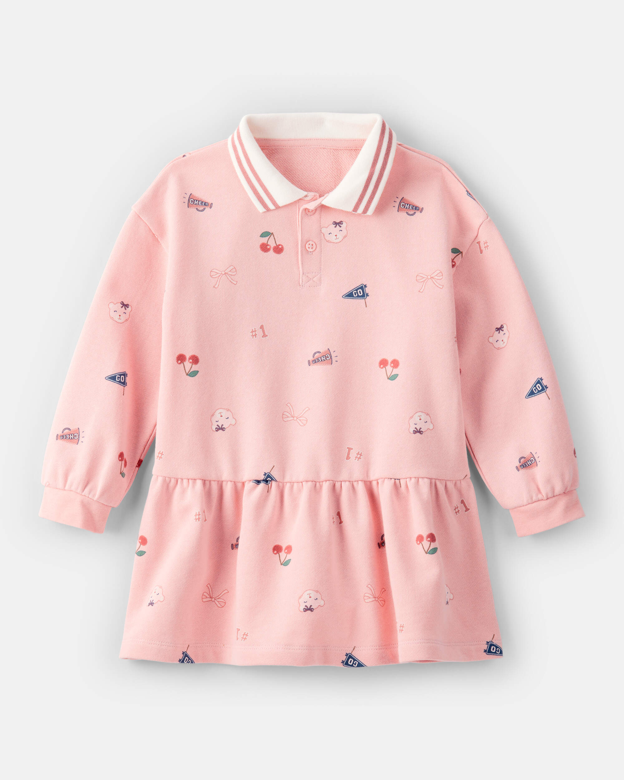 Toddler Girl French Terry Long-Sleeve Dress - Pink