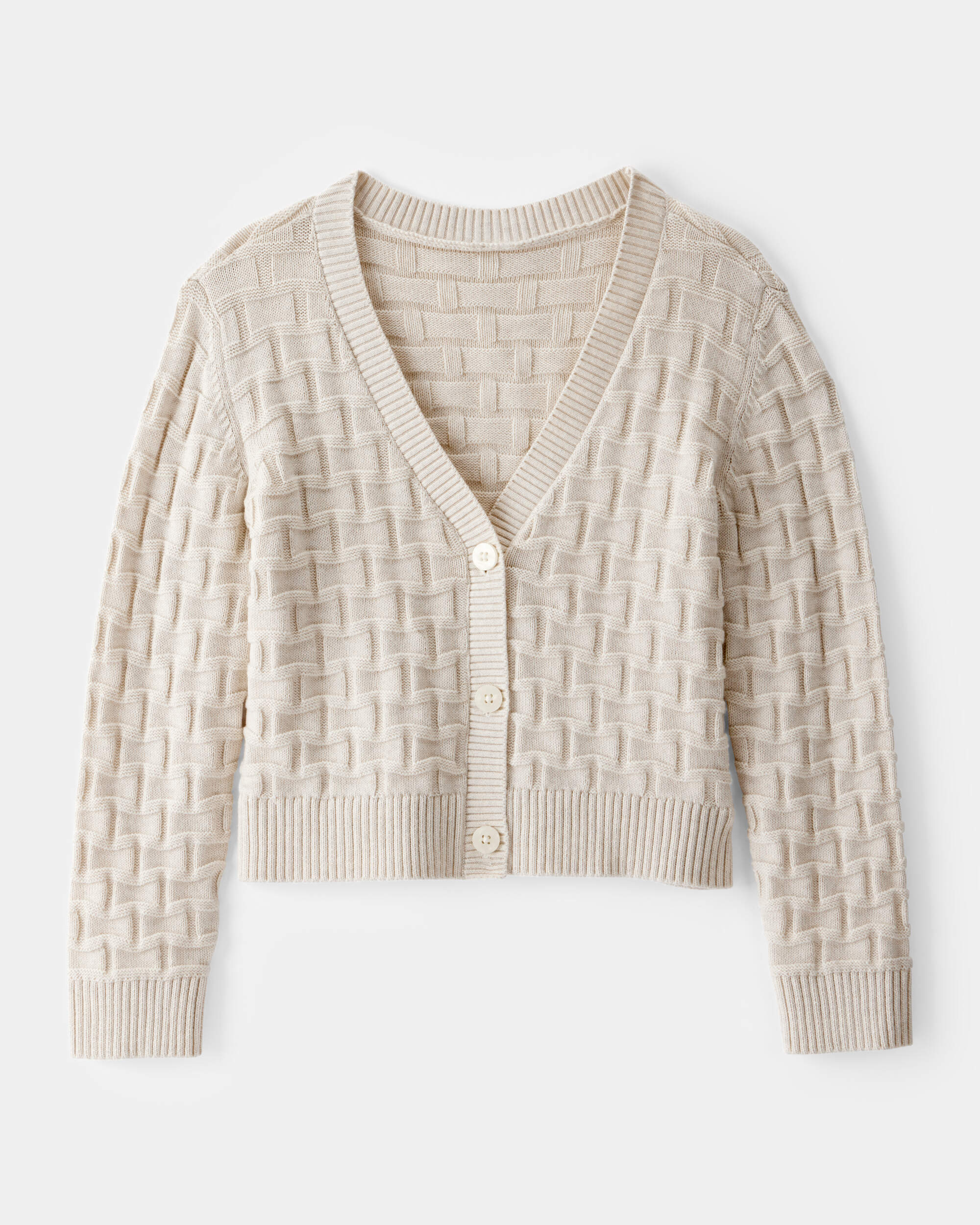 Kid Cropped Sweater Knit Cardigan - Ivory | Carter's Oshkosh Canada