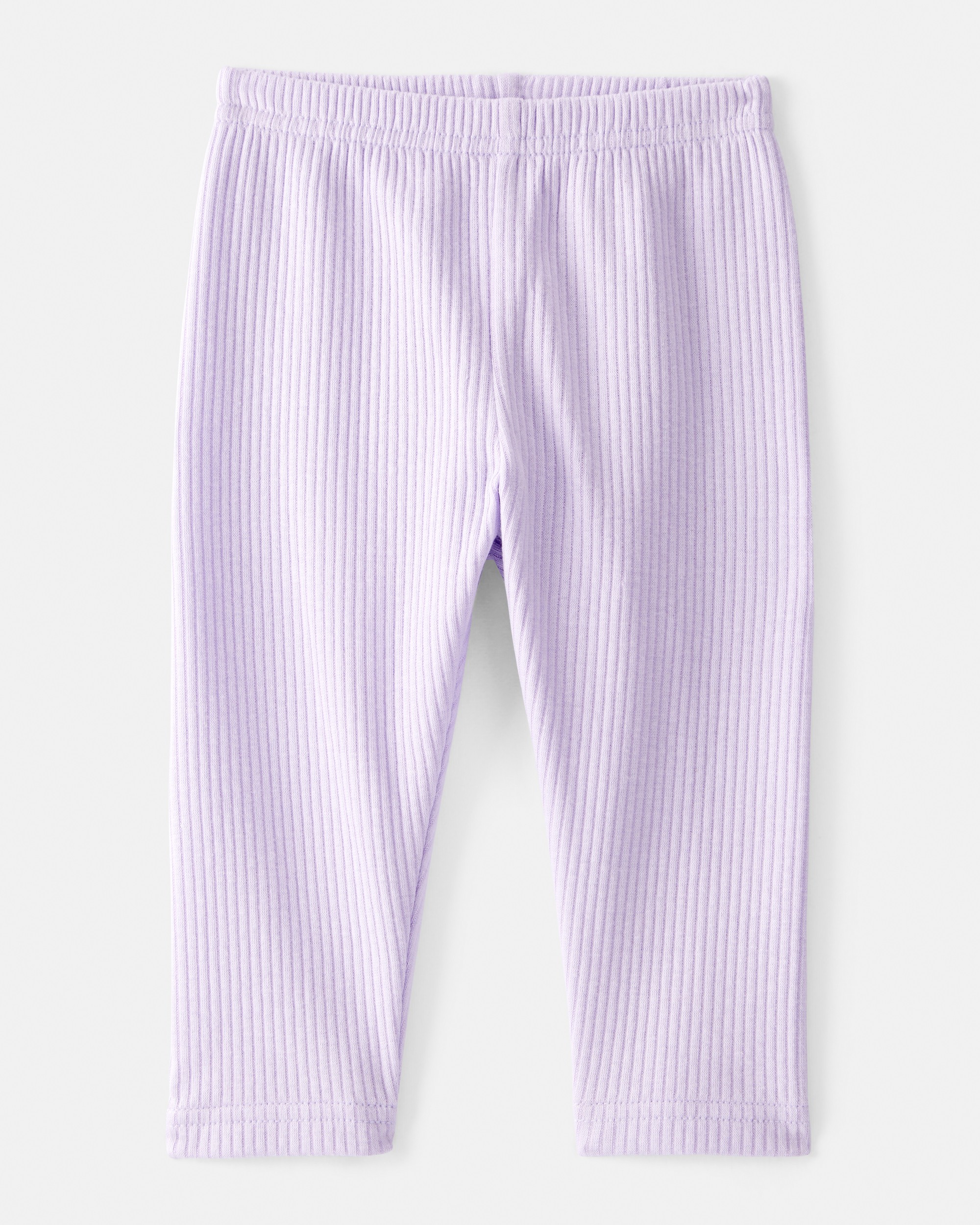 Baby Girl Pull-On Stretch Rib Leggings - Purple